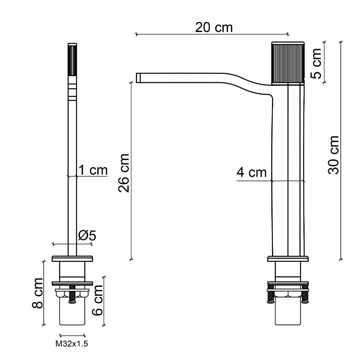 FA-7022 Yüksek Lavabo Bataryası Mat Altın