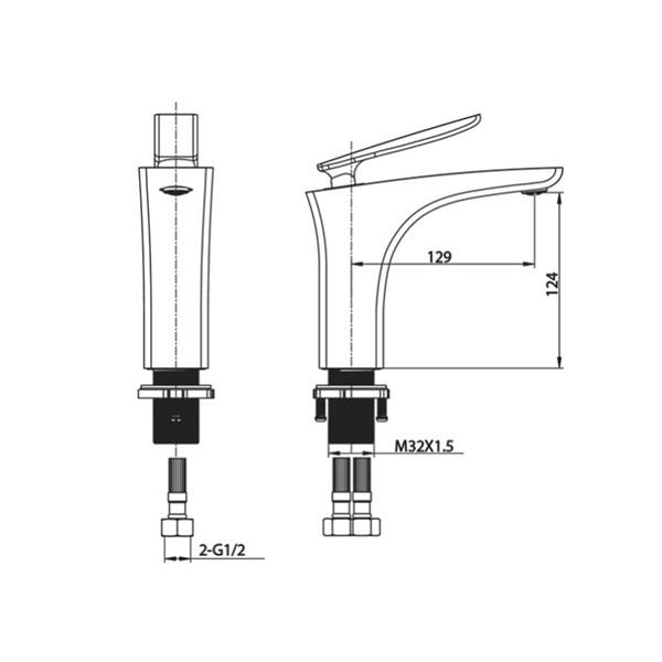 FG-1514 Krom & Beyaz Lavabo Bataryası