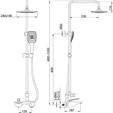 FG-1554 Krom & Beyaz Duş Ünitesi