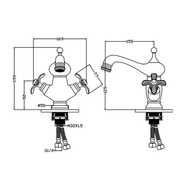 FH-0211 Krom Lavabo Bataryası
