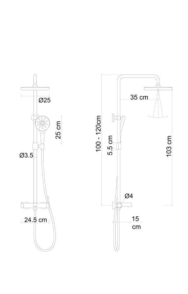 FJ-1052 Mat Fırçalanmış Altın Duş Ünitesi