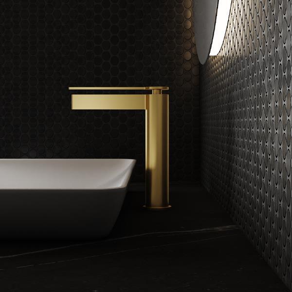 FJ-6022 Mat Fırçalanmış Altın Yüksek Lavabo Bataryası