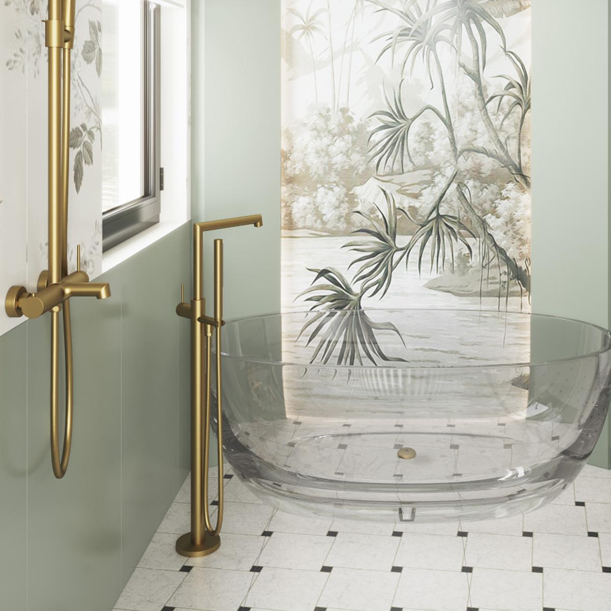 FJ-9112 Mat Altın Ayaklı Küvet Bataryası