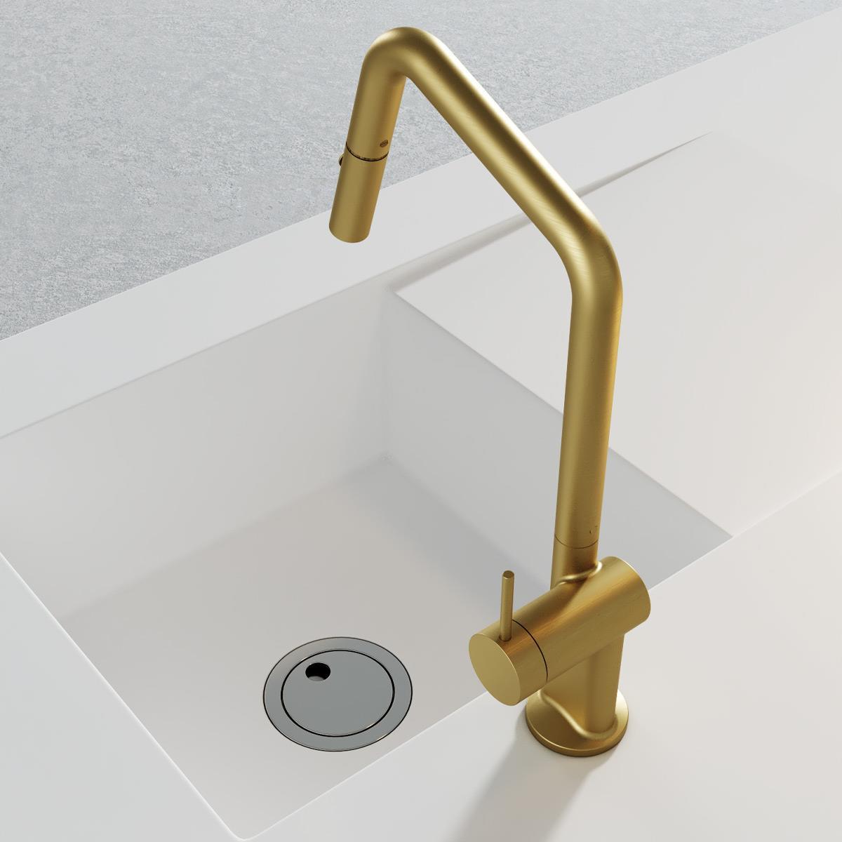 FJ-K0412 Mat Fırçalanmış Altın Mutfak Bataryası