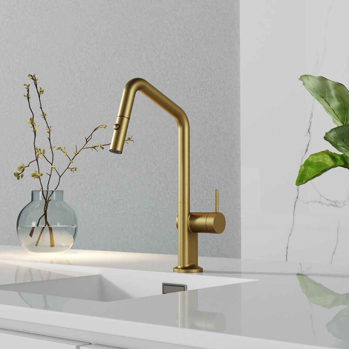 FJ-K0412 Mat Fırçalanmış Altın Mutfak Bataryası