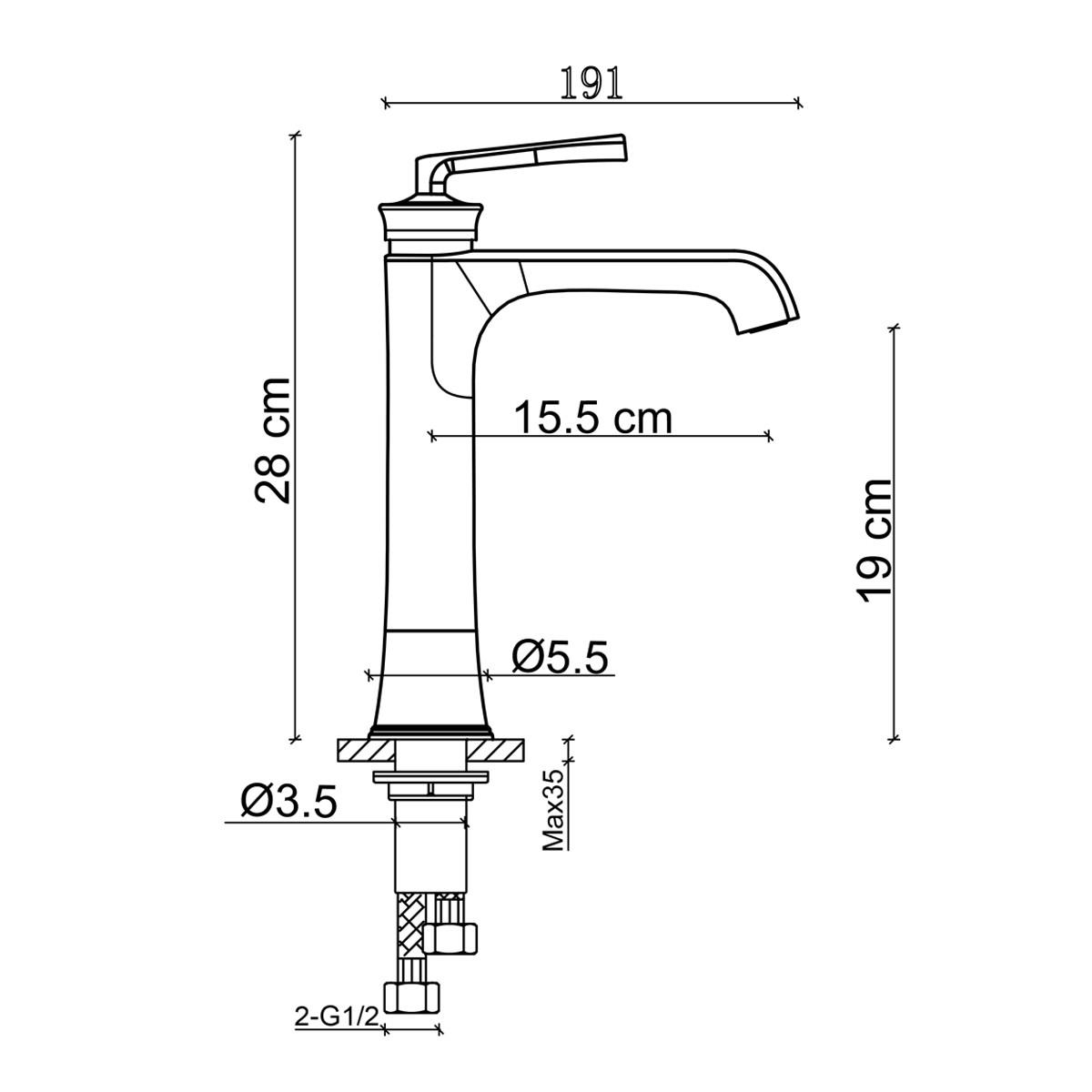 FK-3026 Mat Antik Yüksek Lavabo Bataryası