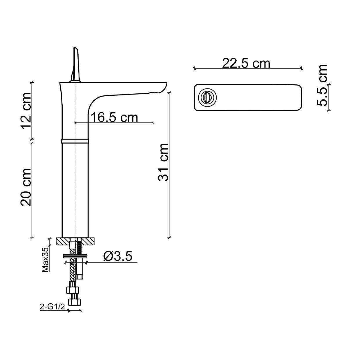 FK-5121 Yüksek Lavabo Bataryası Mat Krom