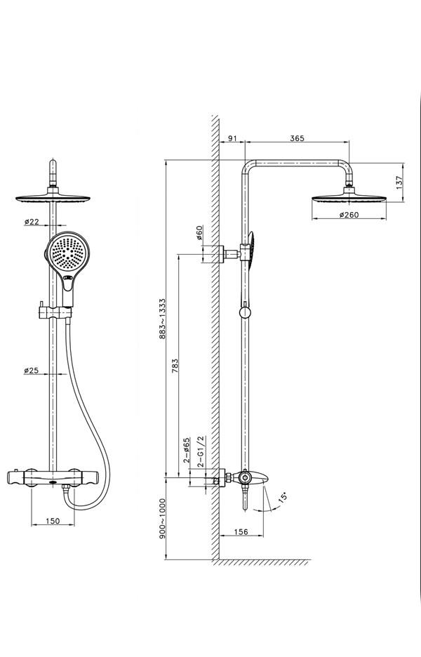 FM-0151 Krom Duş Ünitesi
