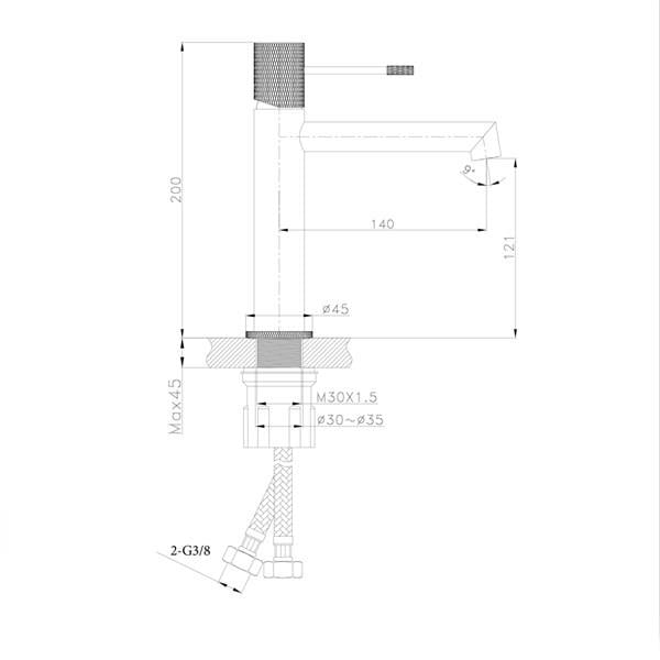FM-2118 Siyah & Kırmızı Lavabo Bataryası