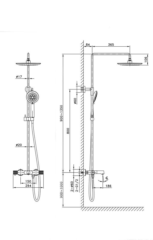 FM-2155 Siyah Duş Ünitesi