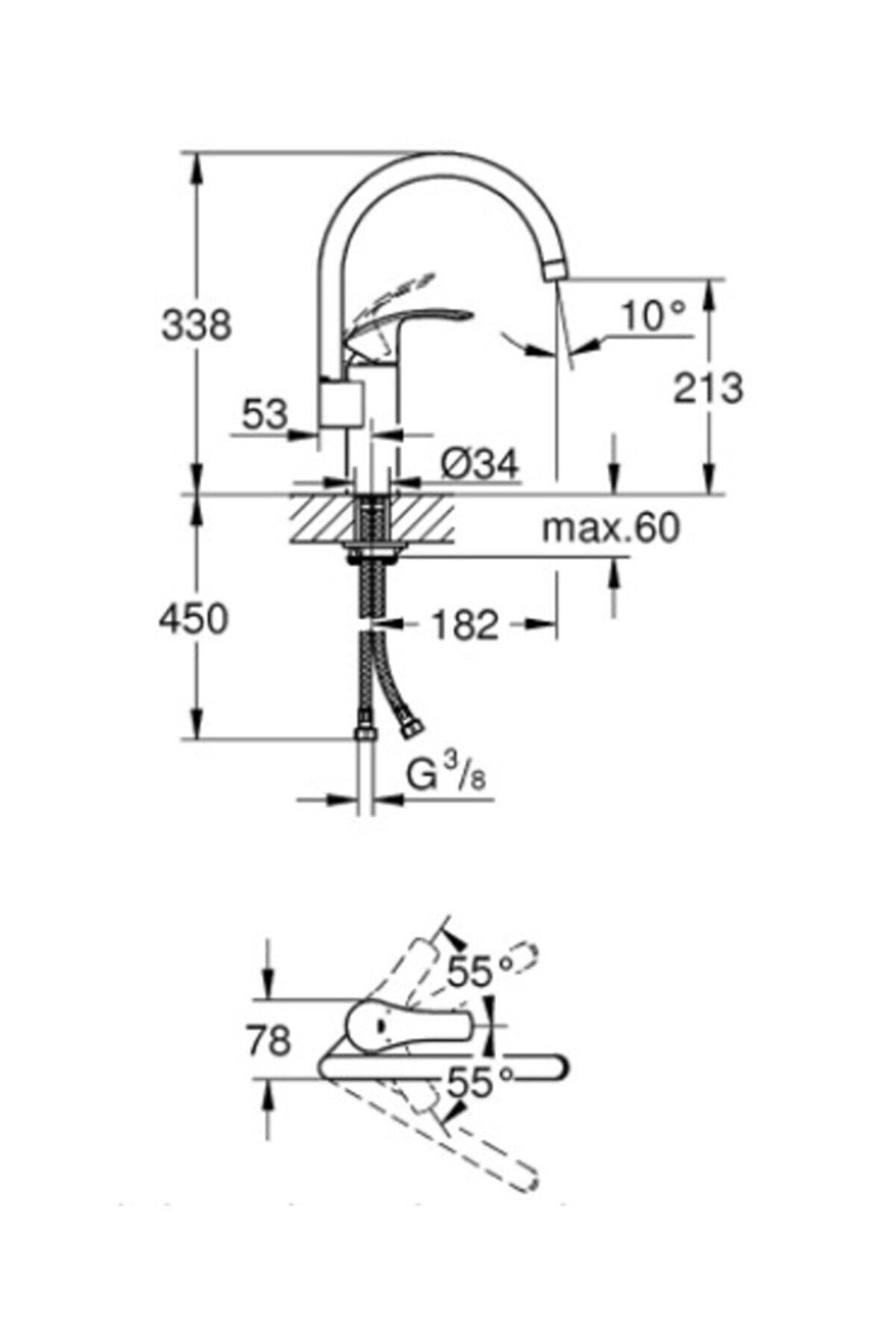 Grohe Eurosmart Eviye Bataryası Krom 33202002