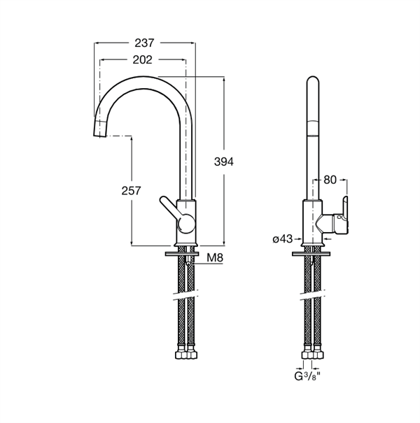 Mencia Döner Çıkış Uçlu Eviye Bataryası - Cold Start (Krom)