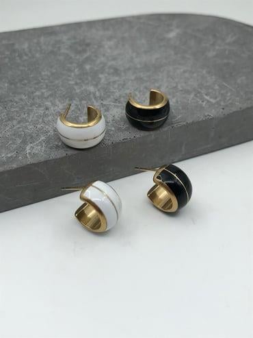 PEMBE MİNELİ ÇELİK KÜPE