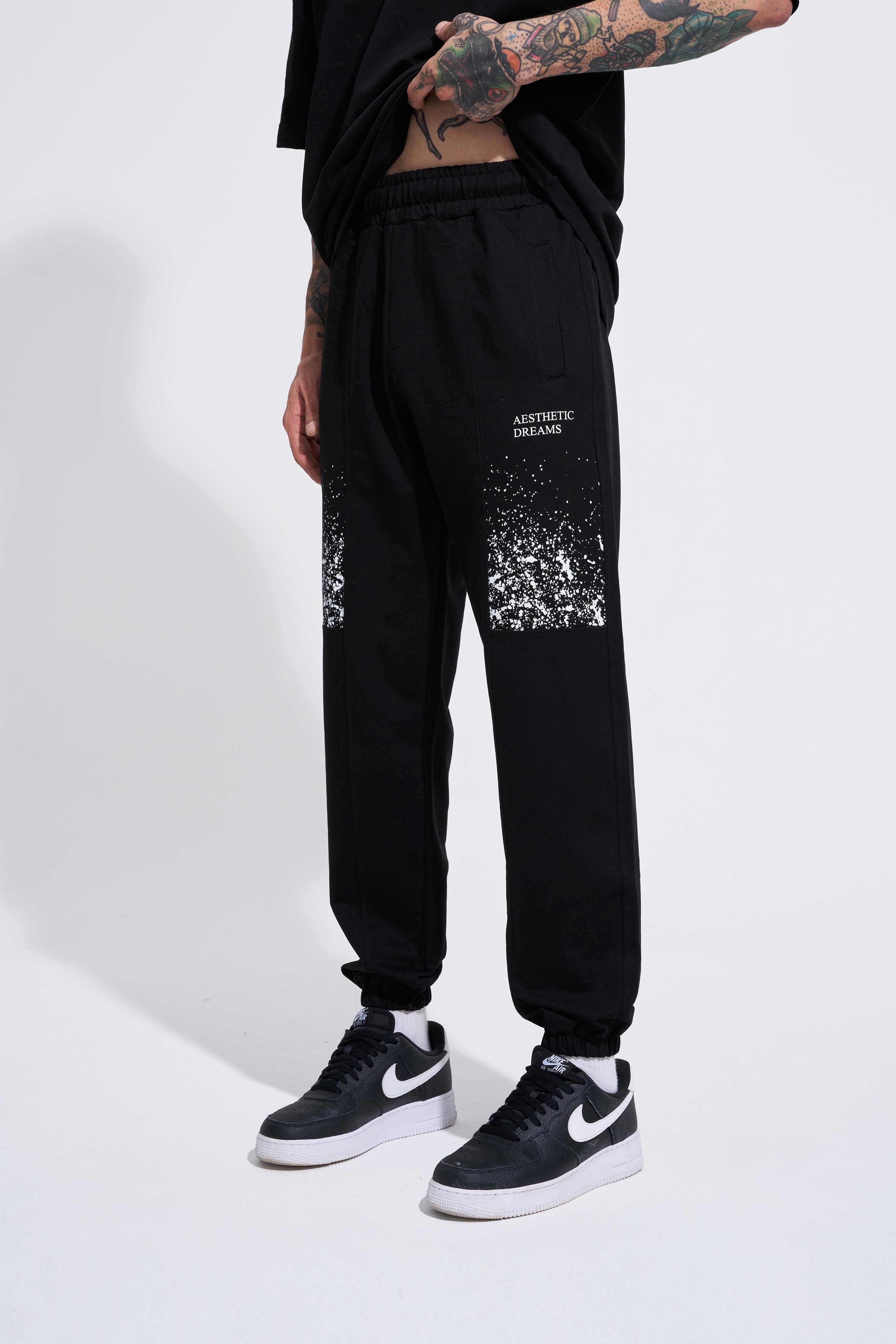 Erkek Aesthetic Dreams Baskılı Relaxed Jogger Siyah Eşofman Altı