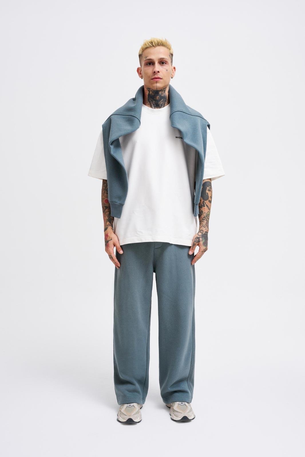Erkek Baggy Oversize Mavi Eşofman Altı