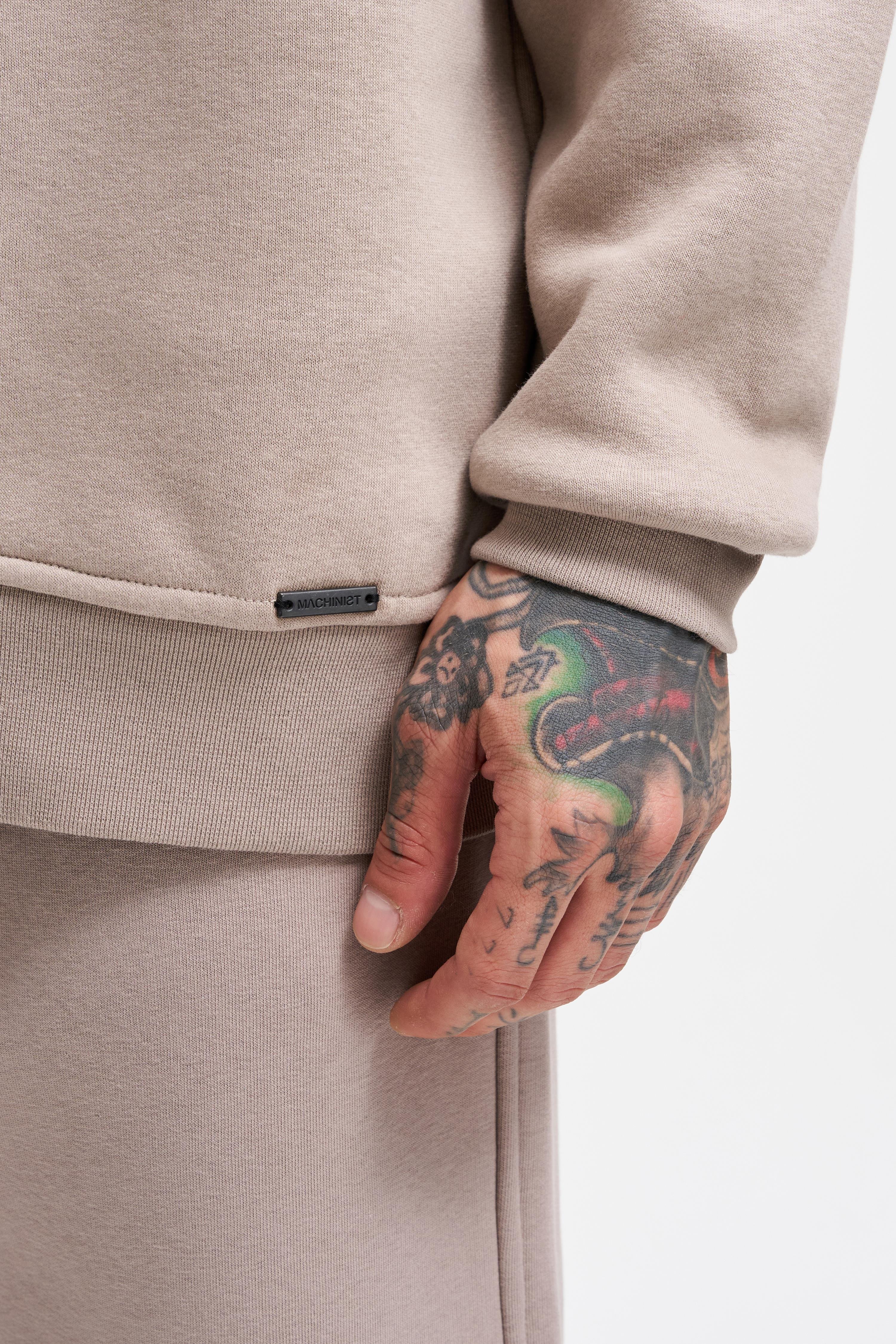 Erkek Basic Bisiklet Yaka Oversize Açık Gri Sweatshirt