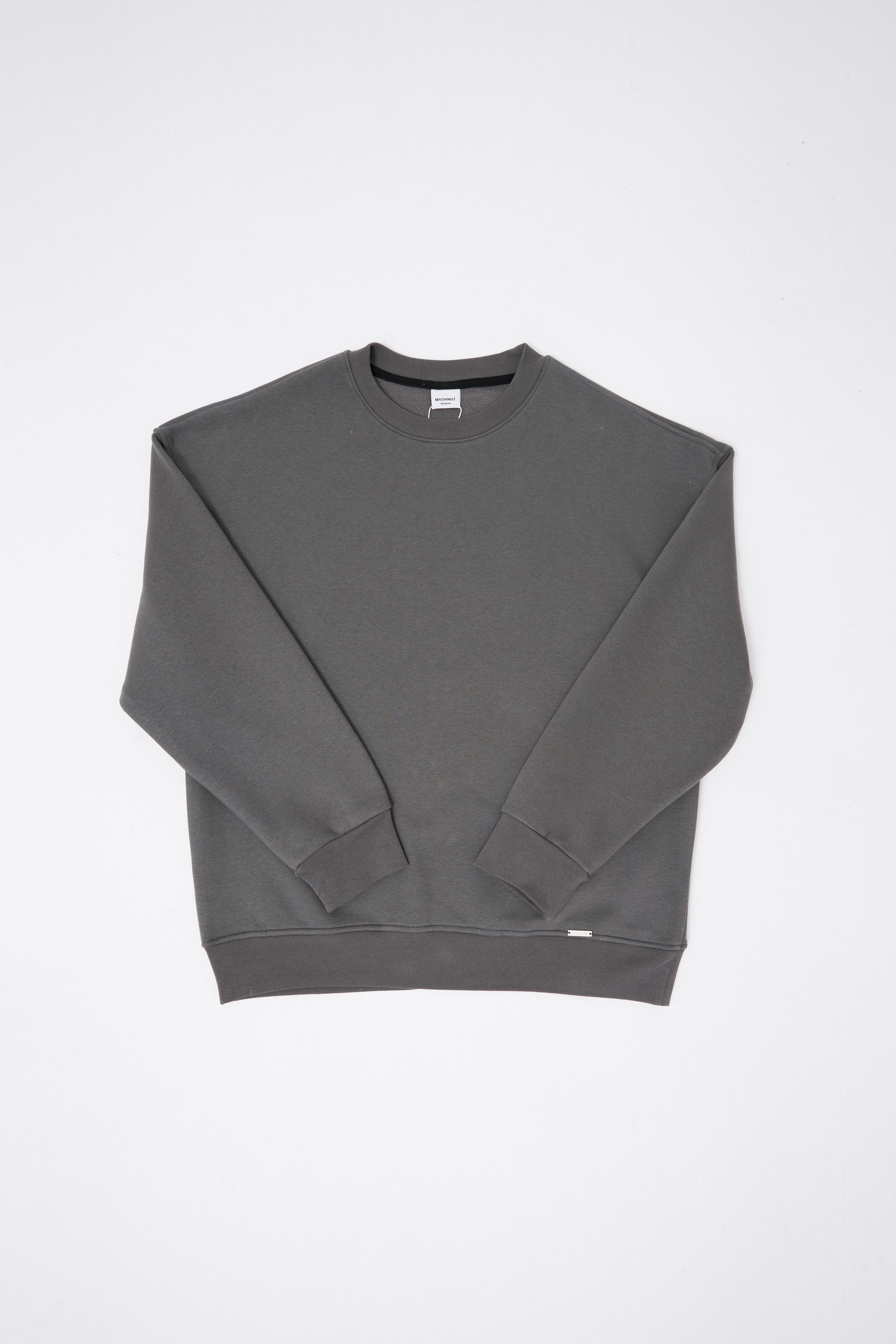 Erkek Basic Bisiklet Yaka Oversize Antrasit Sweatshirt