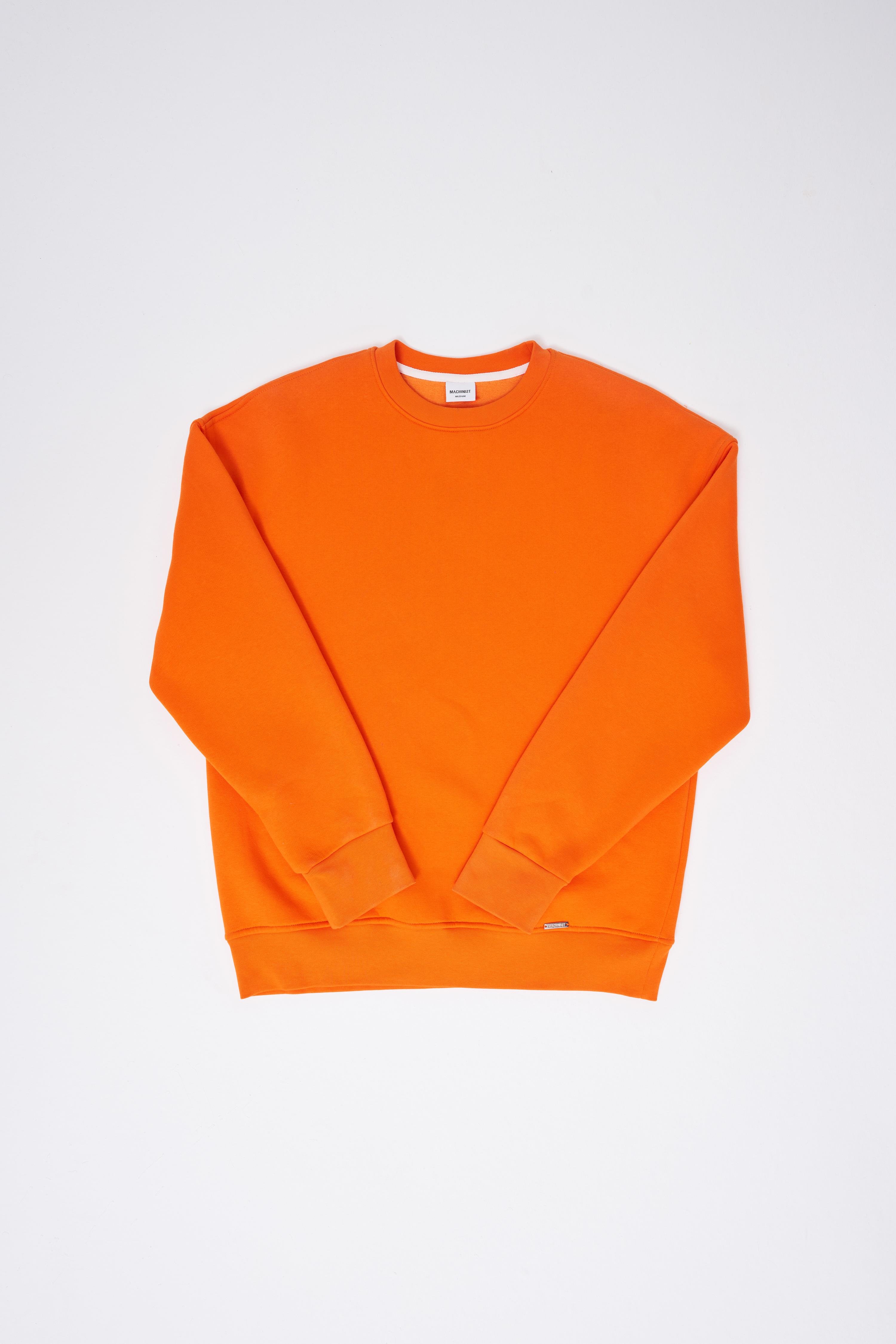 Erkek Basic Bisiklet Yaka Oversize Turuncu Sweatshirt