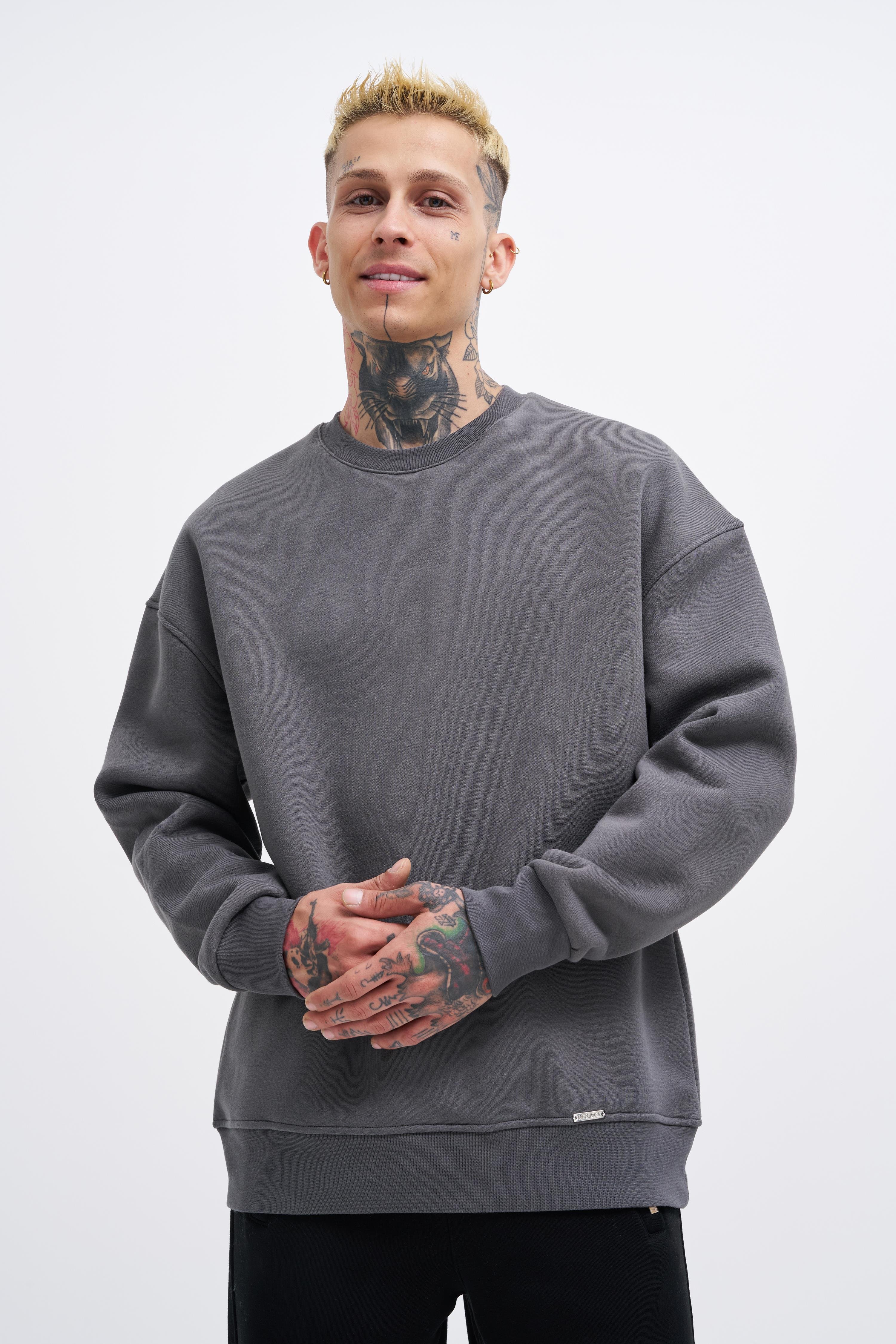 Erkek Basic Oversize Antrasit Sweatshirt 