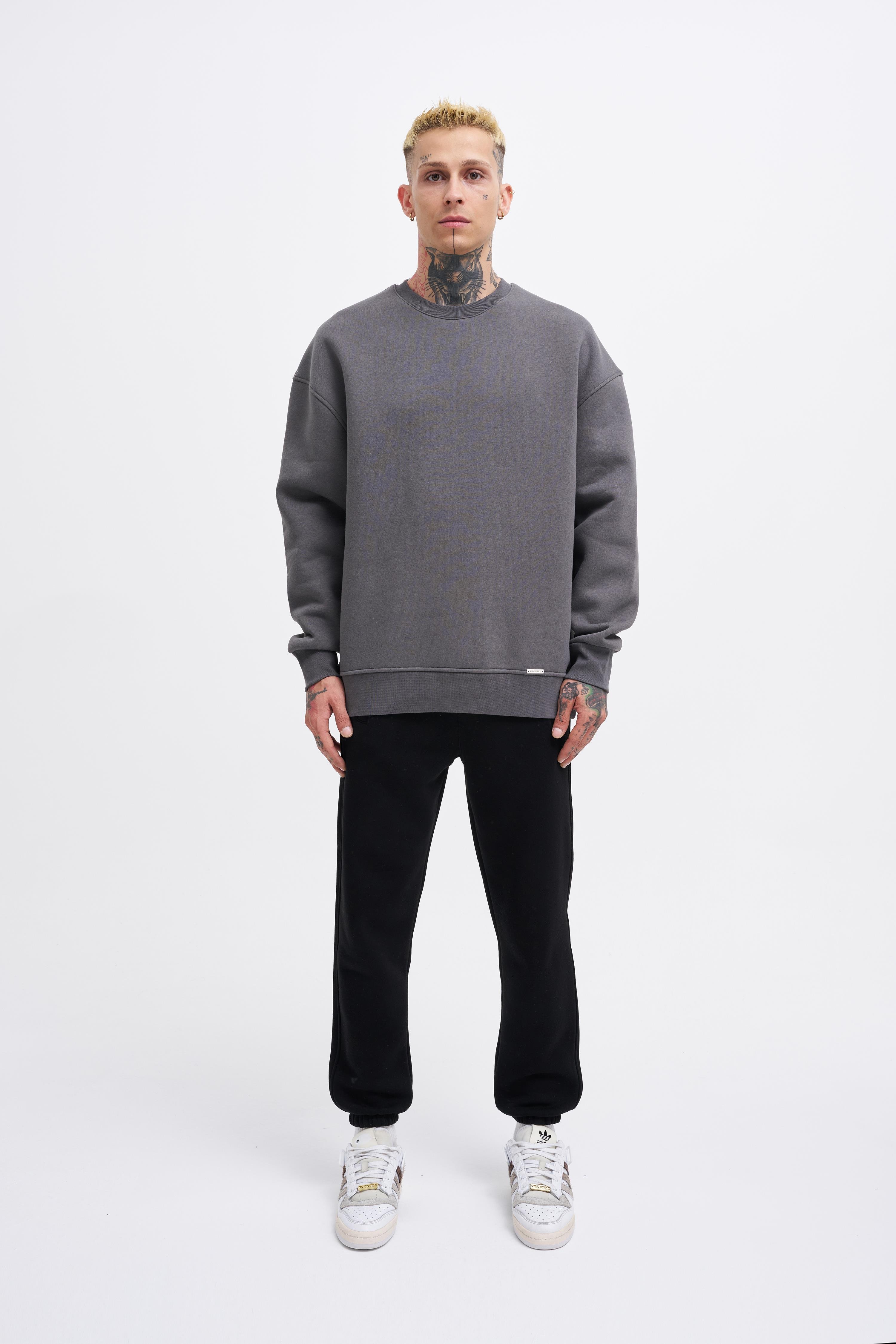 Erkek Basic Oversize Antrasit Sweatshirt 