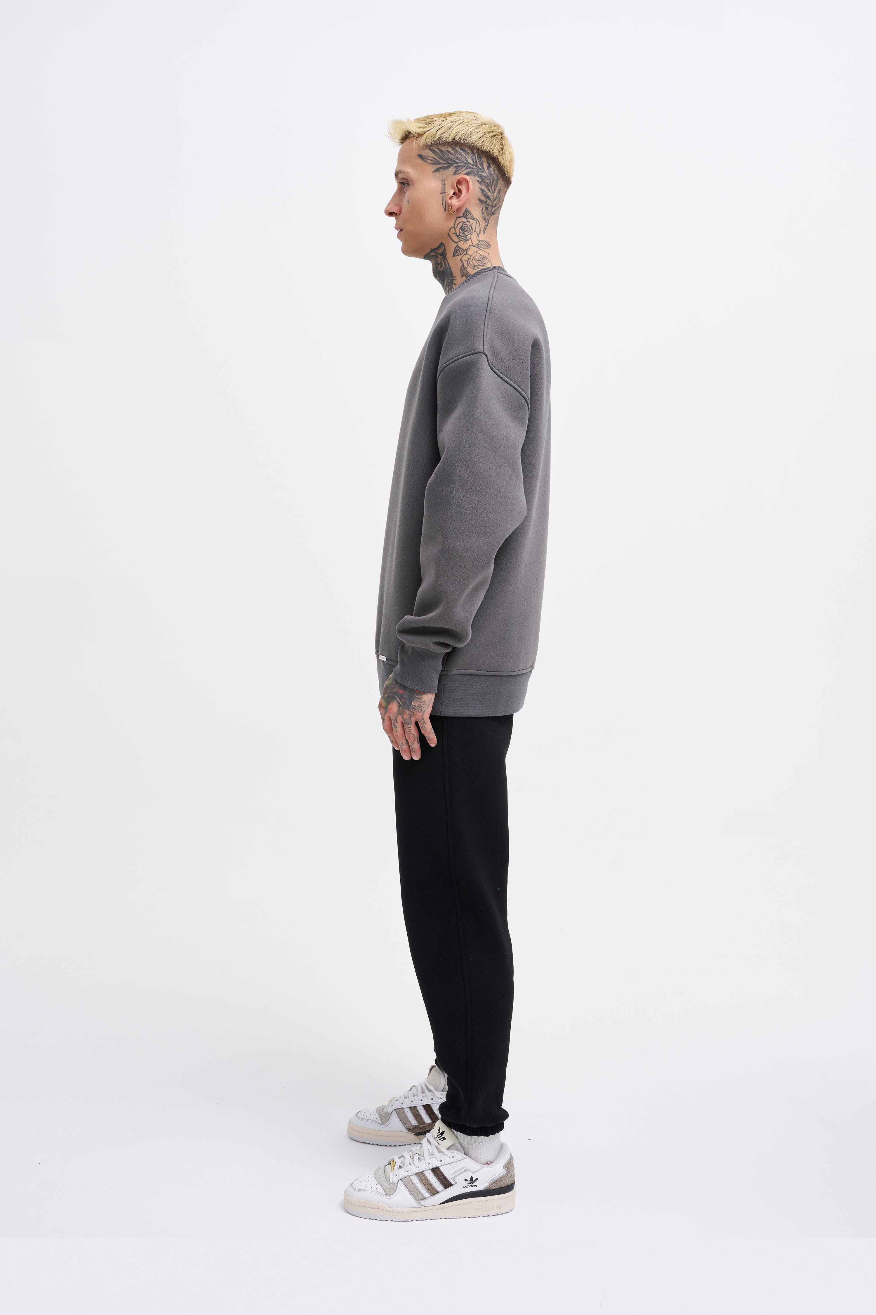 Erkek Basic Oversize Antrasit Sweatshirt 