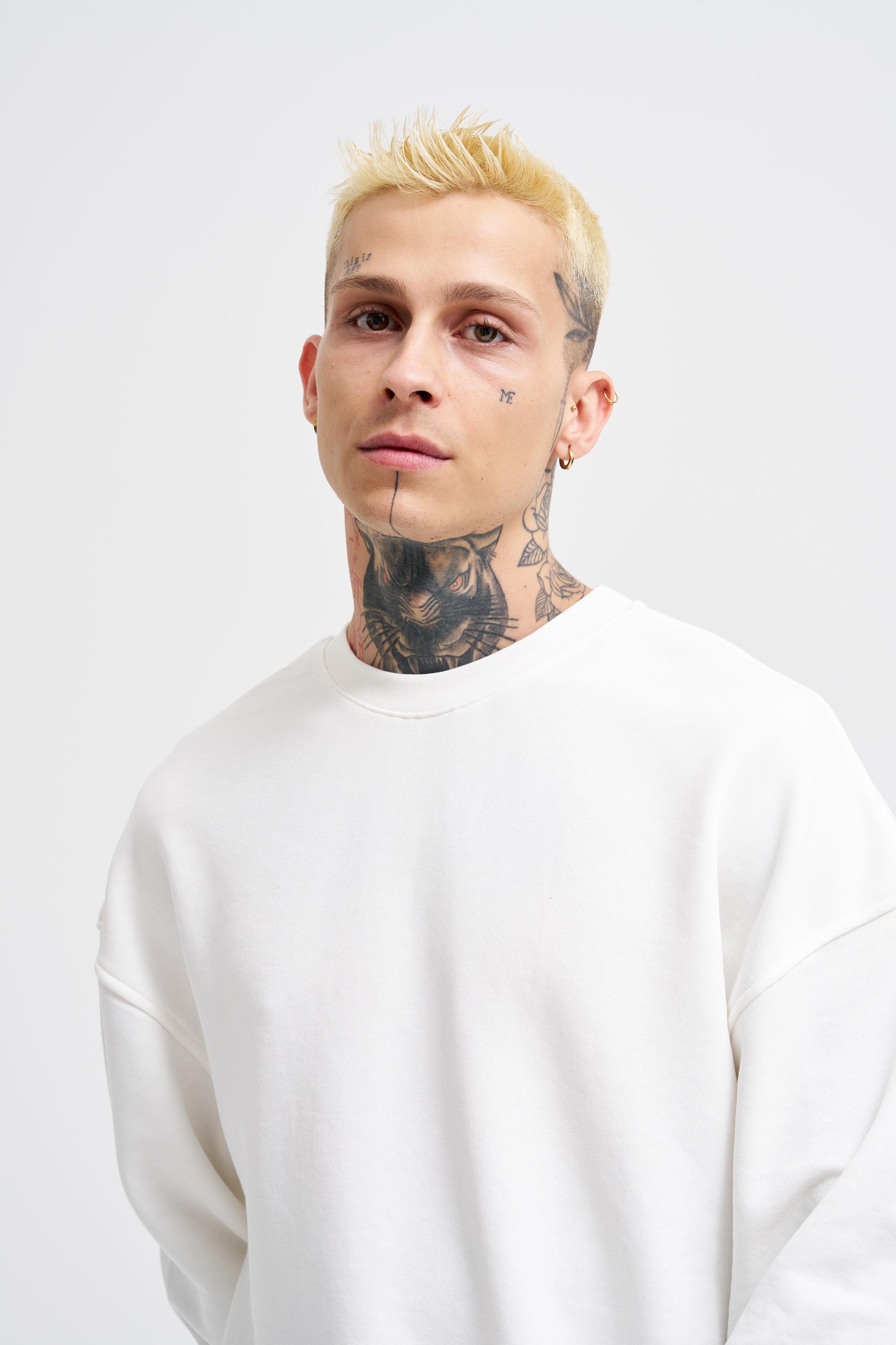 Erkek Basic Oversize Ekru Sweatshirt