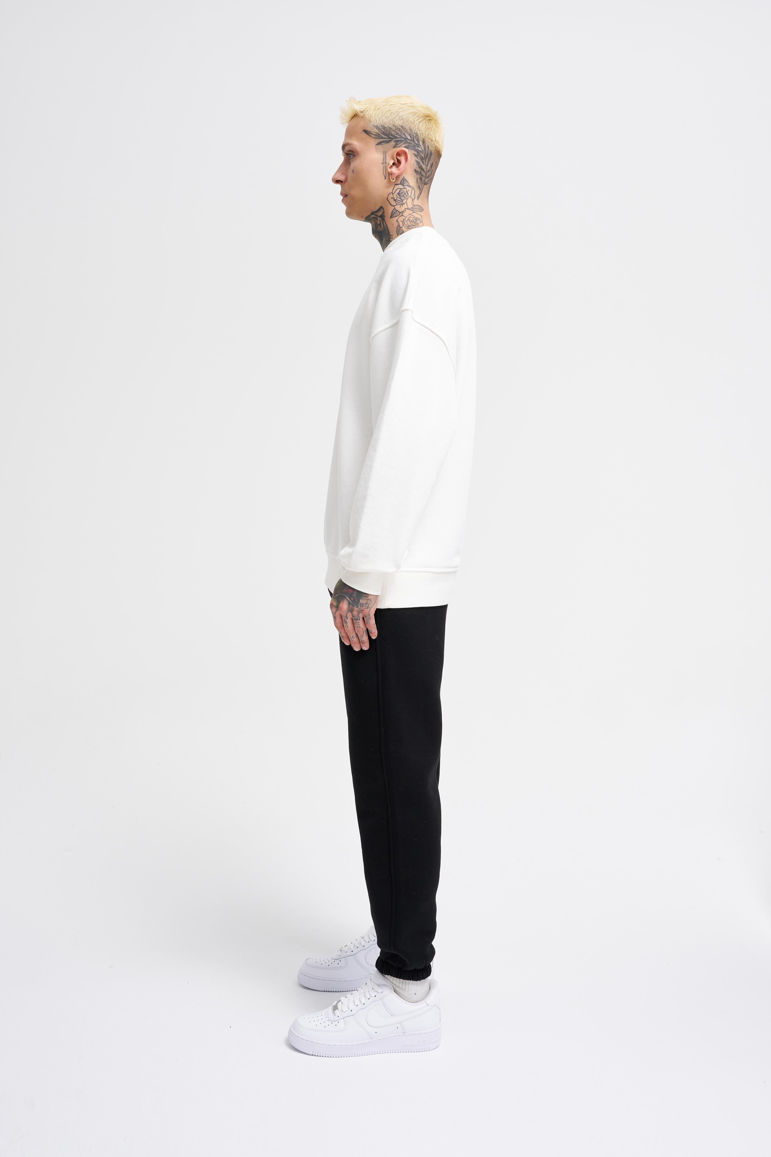 Erkek Basic Oversize Ekru Sweatshirt
