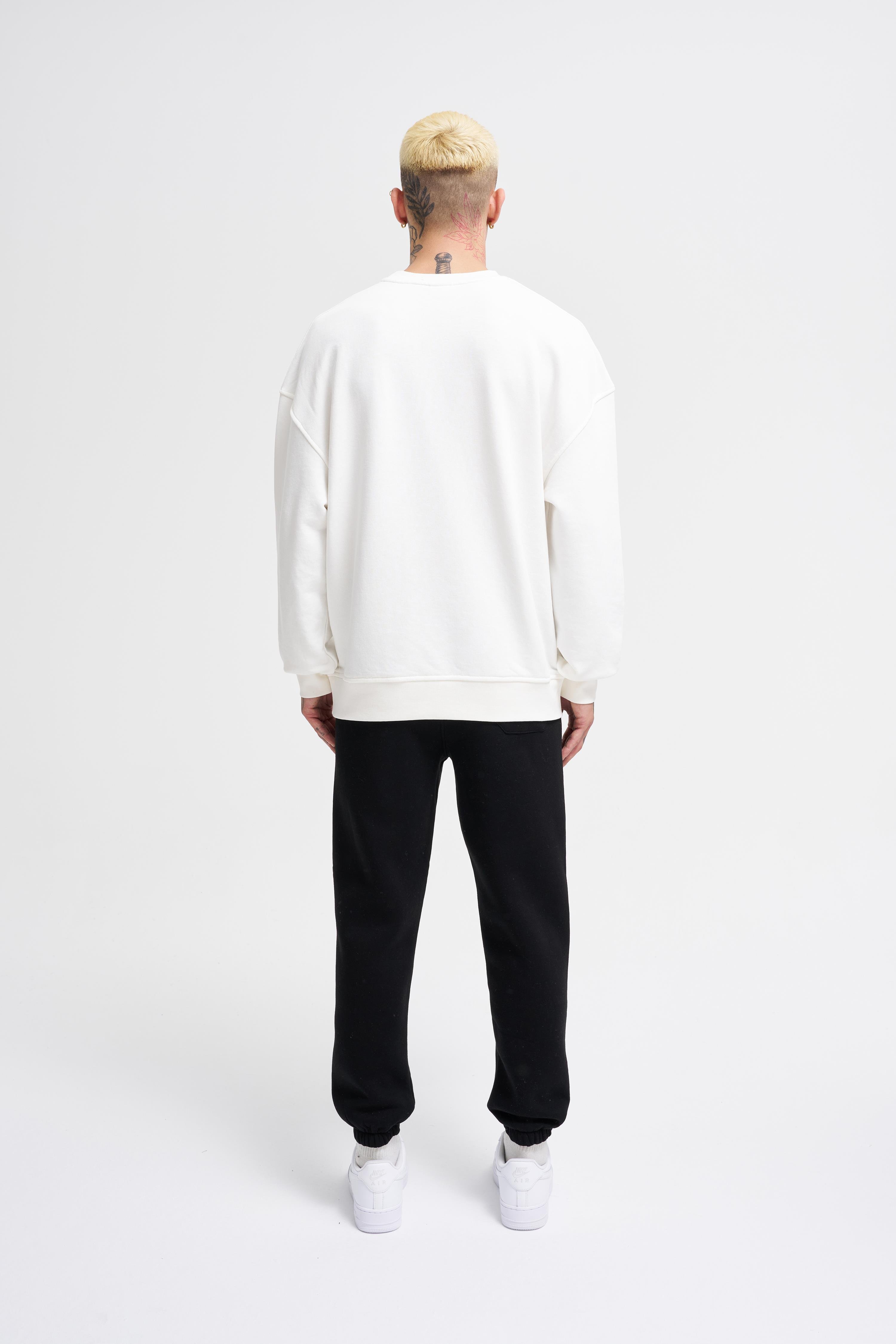 Erkek Basic Oversize Ekru Sweatshirt