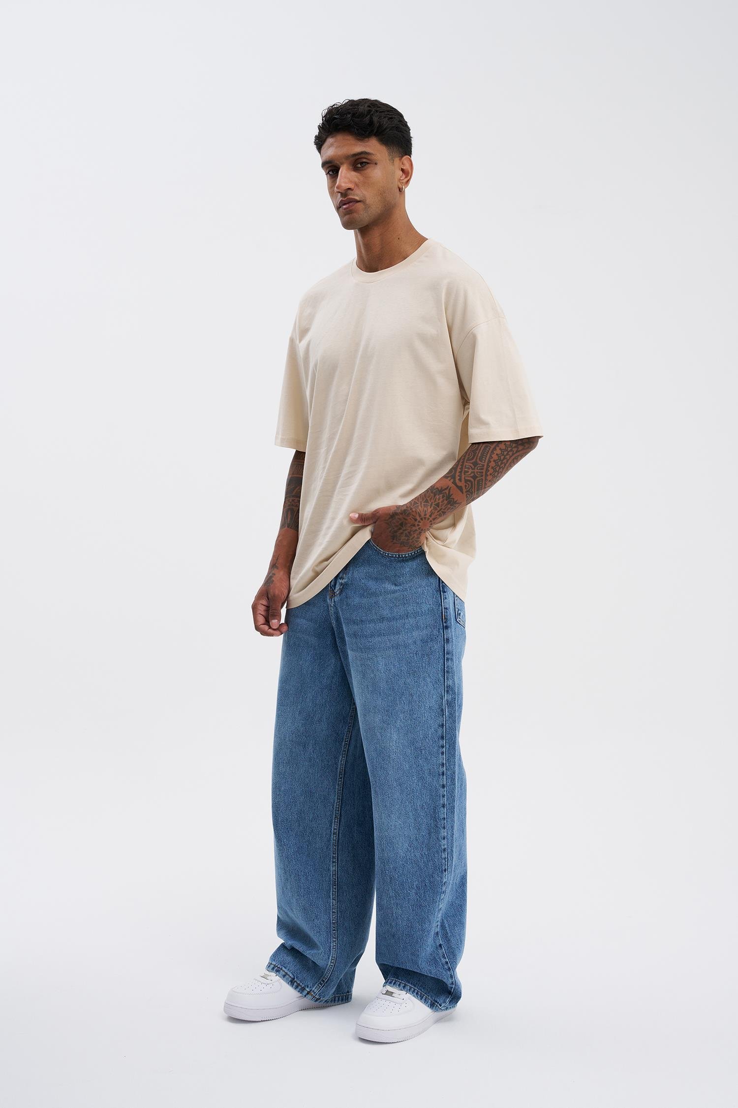 Erkek Basic Super Pamuklu Oversize Taş Tişört