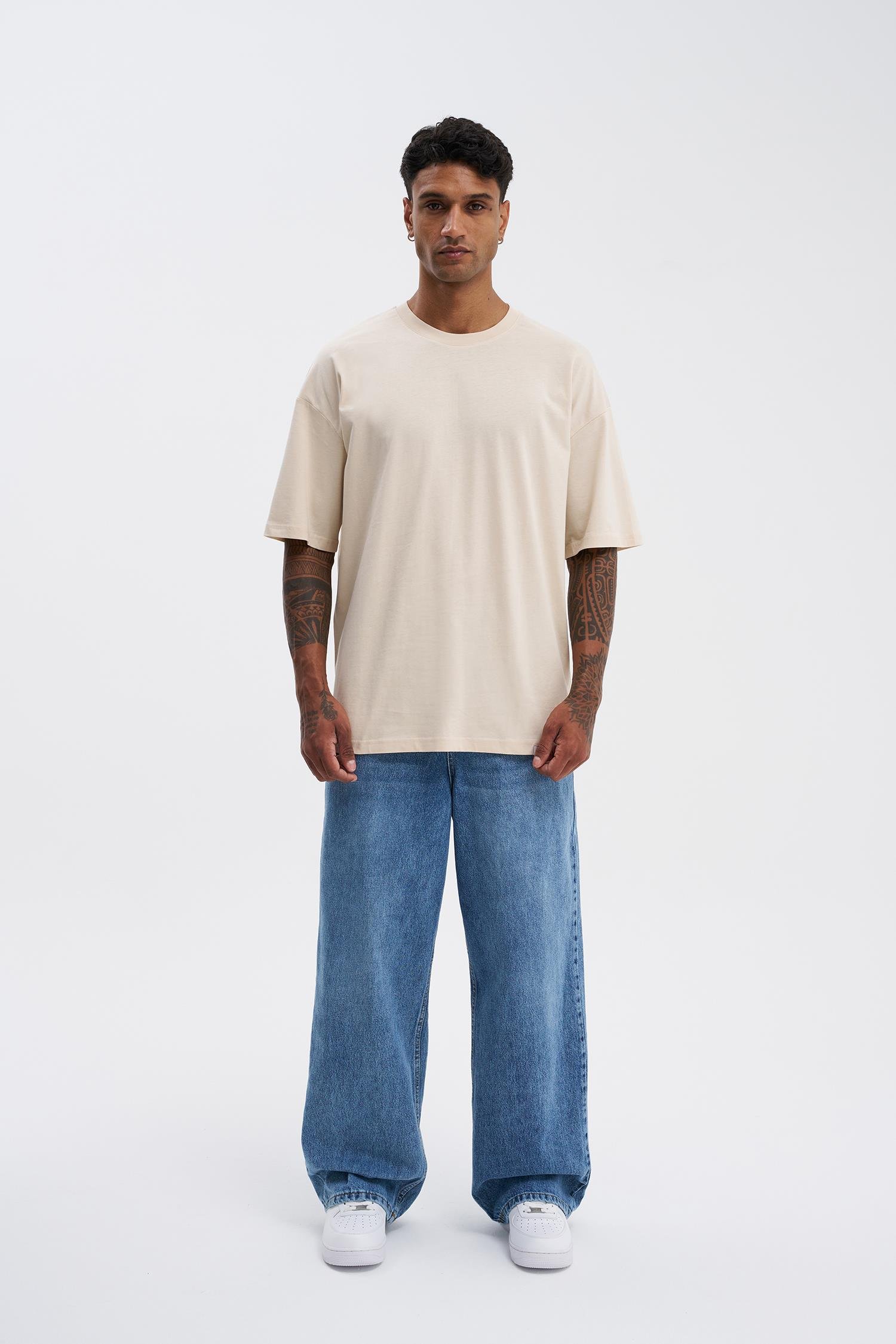 Erkek Basic Super Pamuklu Oversize Taş Tişört