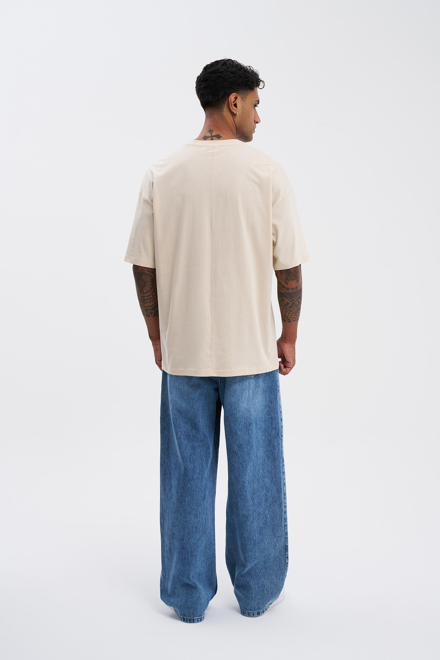 Erkek Basic Super Pamuklu Oversize Taş Tişört
