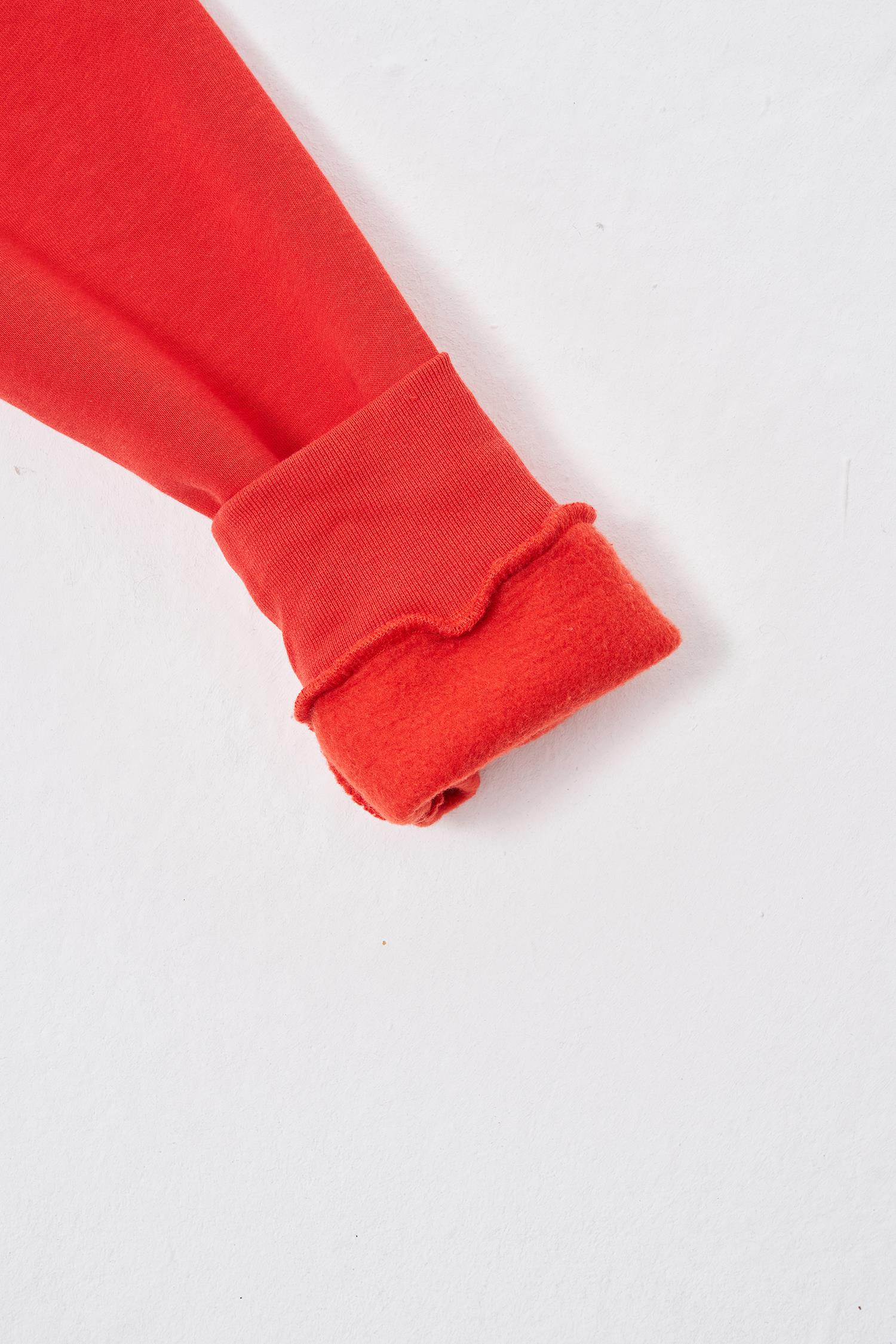 Erkek Cepli Bisiklet Yaka Basic Super Oversize Kırmızı Sweatshirt
