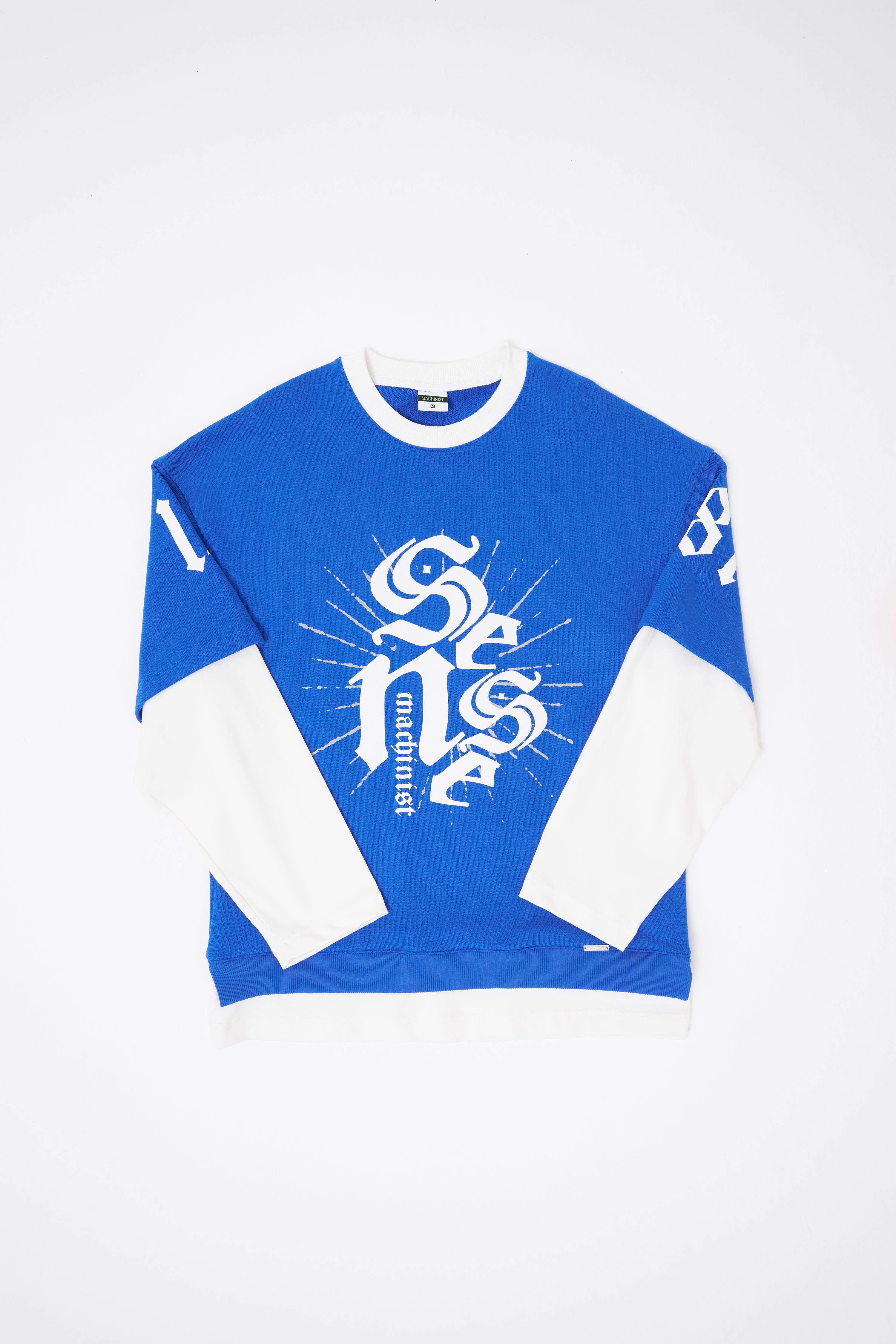 Erkek Contrast Layerd Sweatshirt SOFT BLUE-ECRU