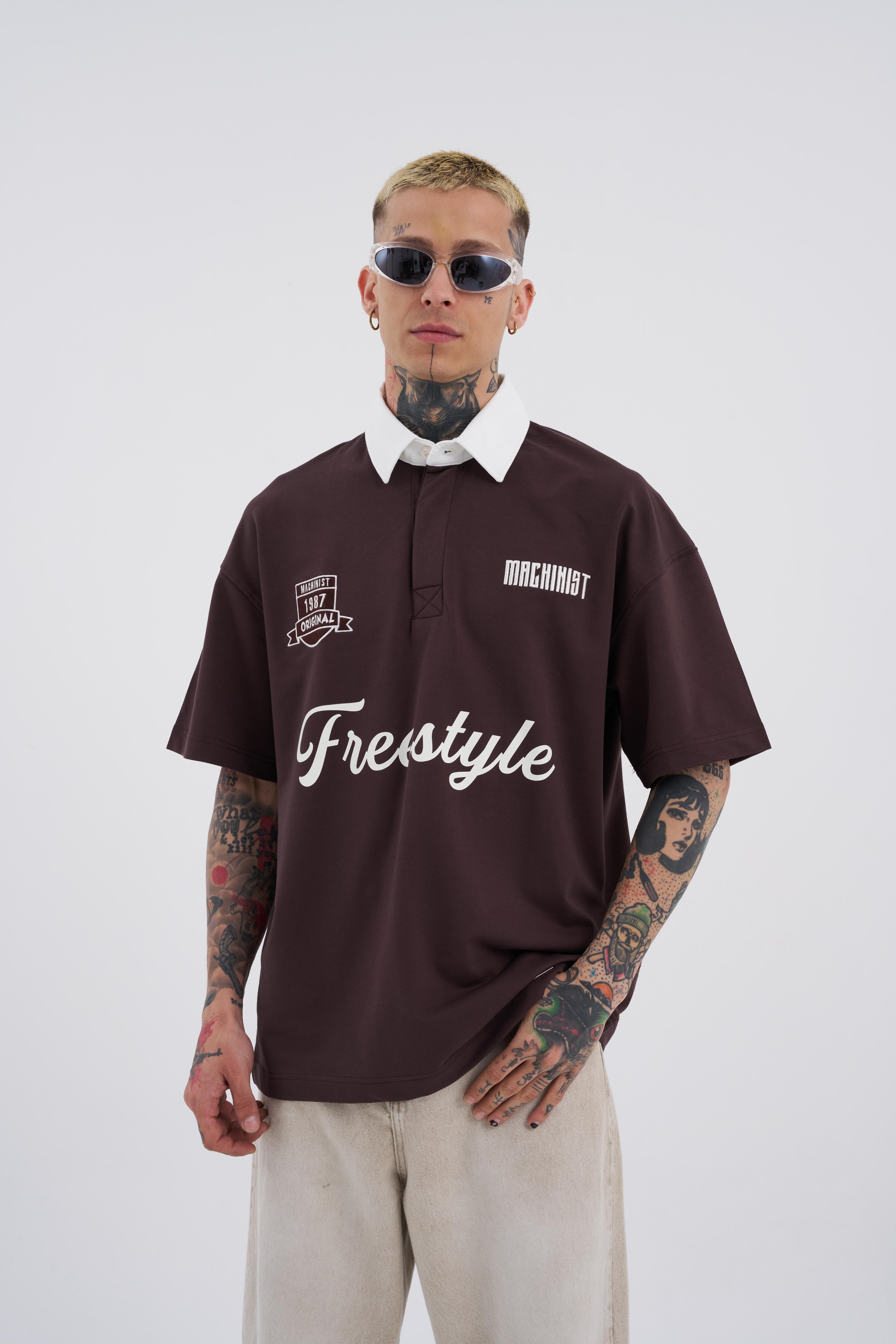 Erkek Freestyle Polo Yaka Kahverengi Tişört