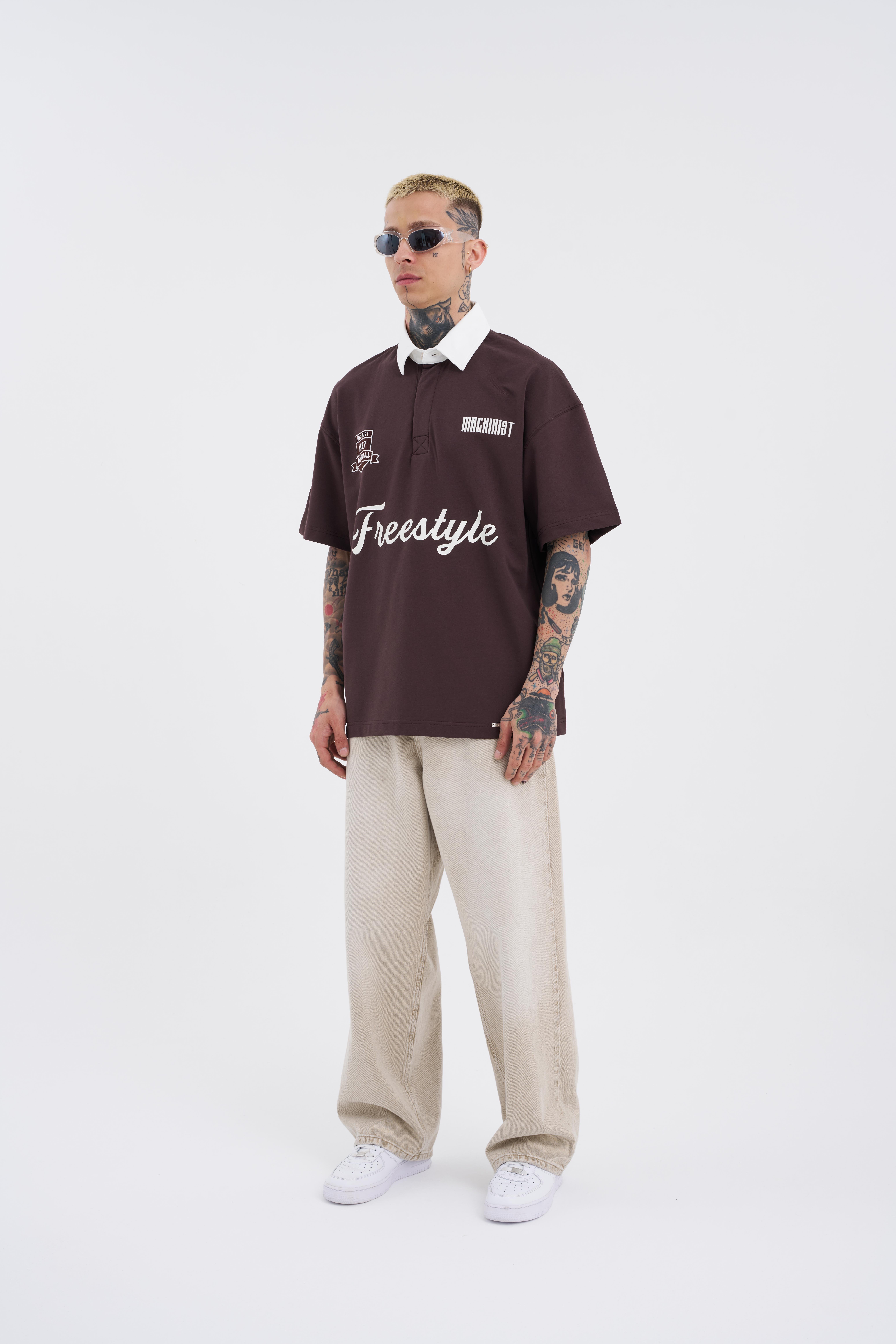 Erkek Freestyle Polo Yaka Kahverengi Tişört