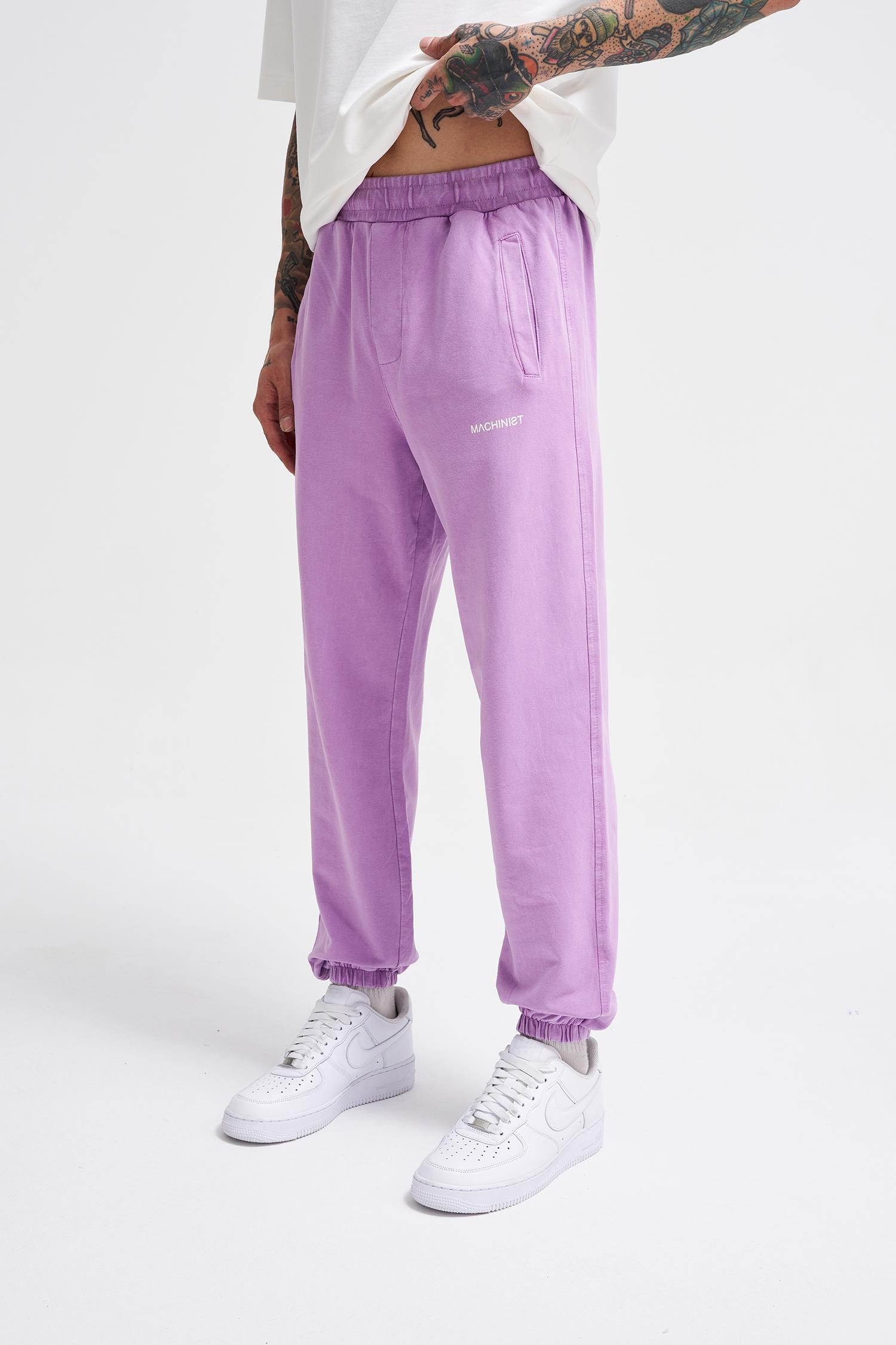 Erkek Luxury Basic Yıkamalı Jogger Lila Eşofman Altı
