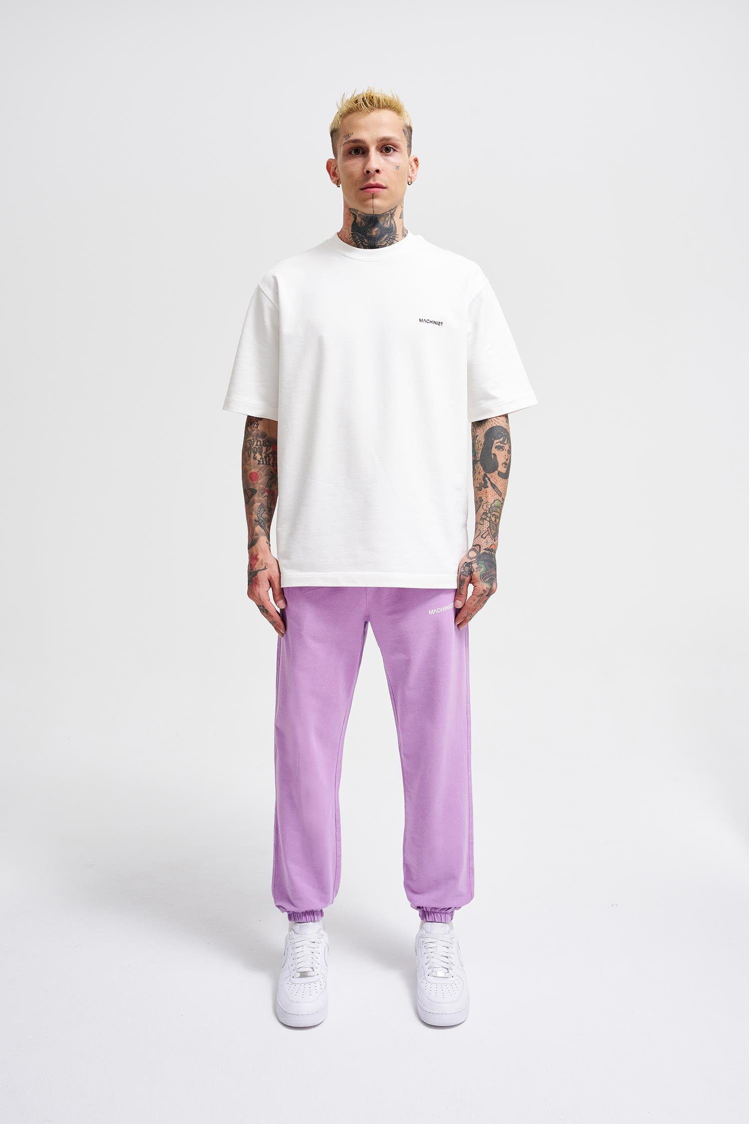 Erkek Luxury Basic Yıkamalı Jogger Lila Eşofman Altı