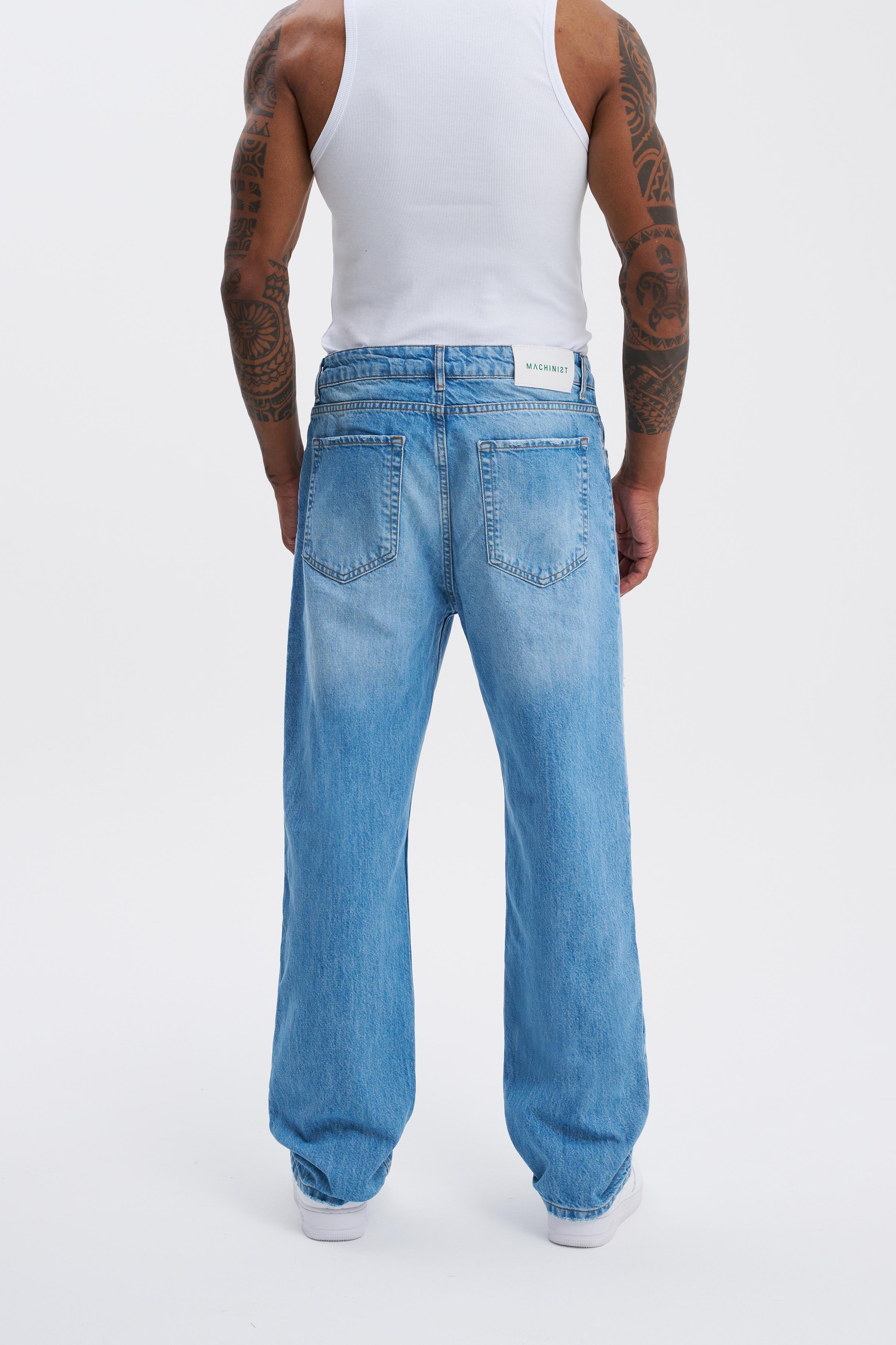 Erkek Oversize Baggy Açık Mavi Jean