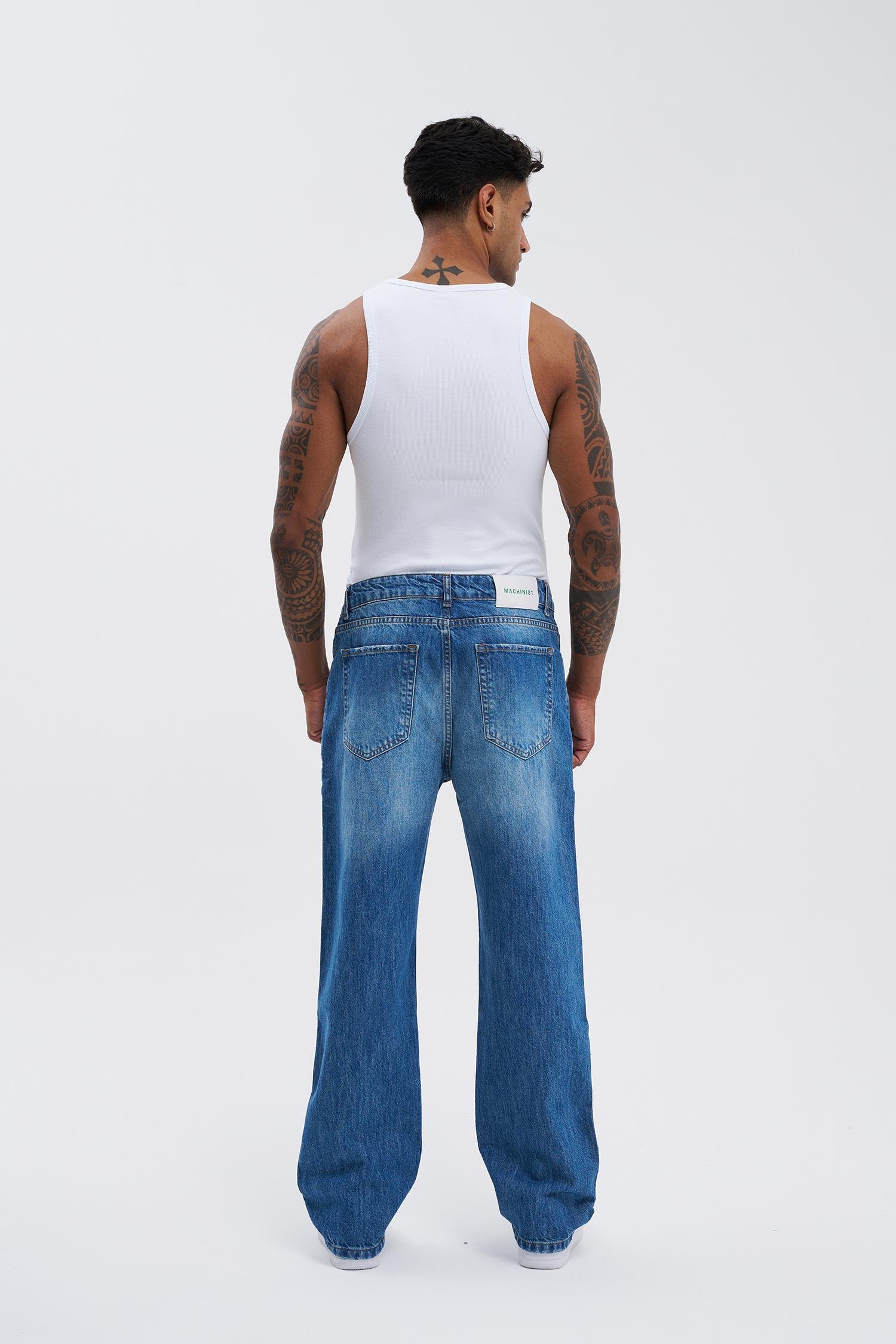 Erkek Oversize Baggy Blue Jean