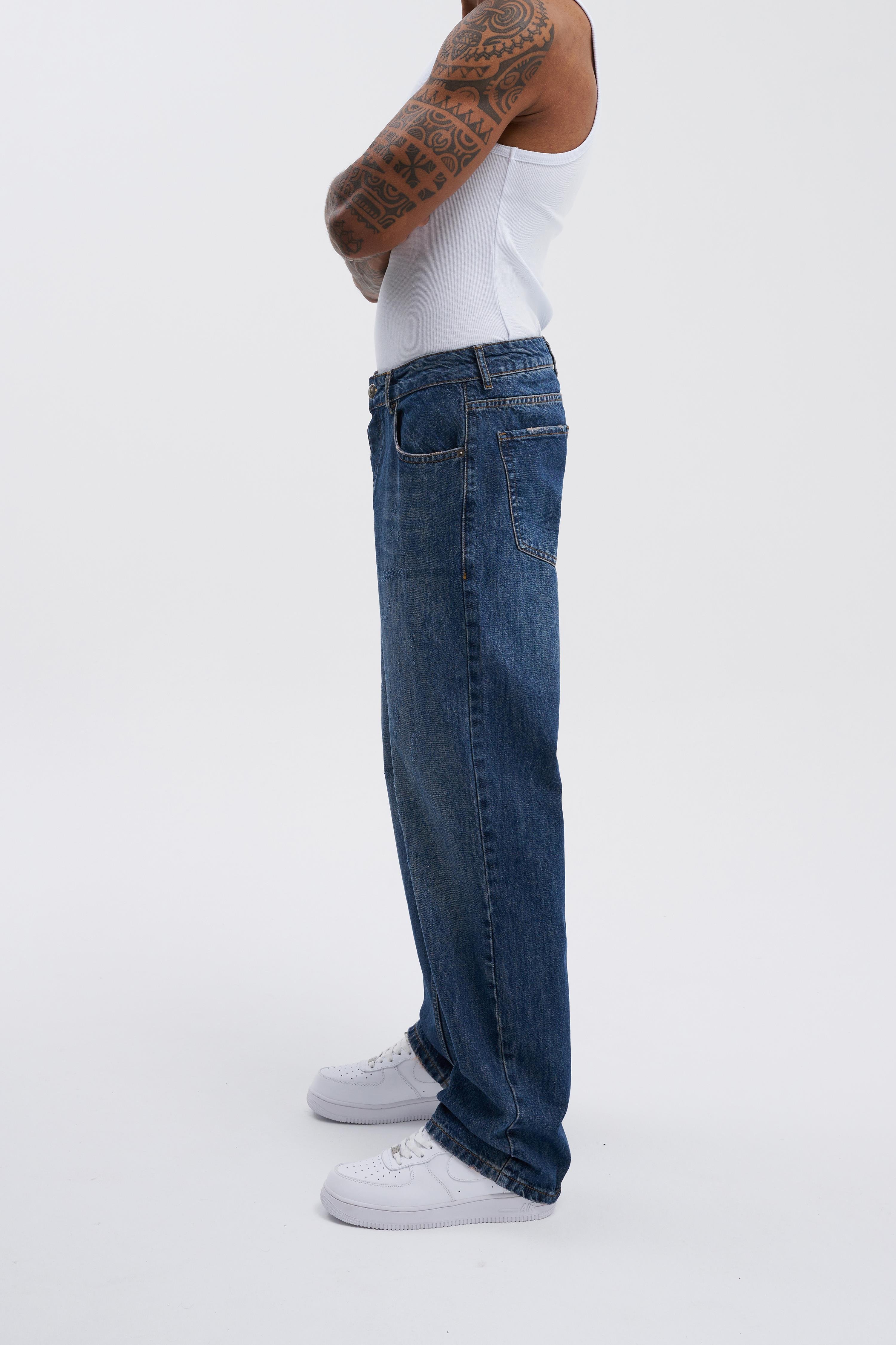 Erkek Oversize Baggy Koyu Mavi Jen