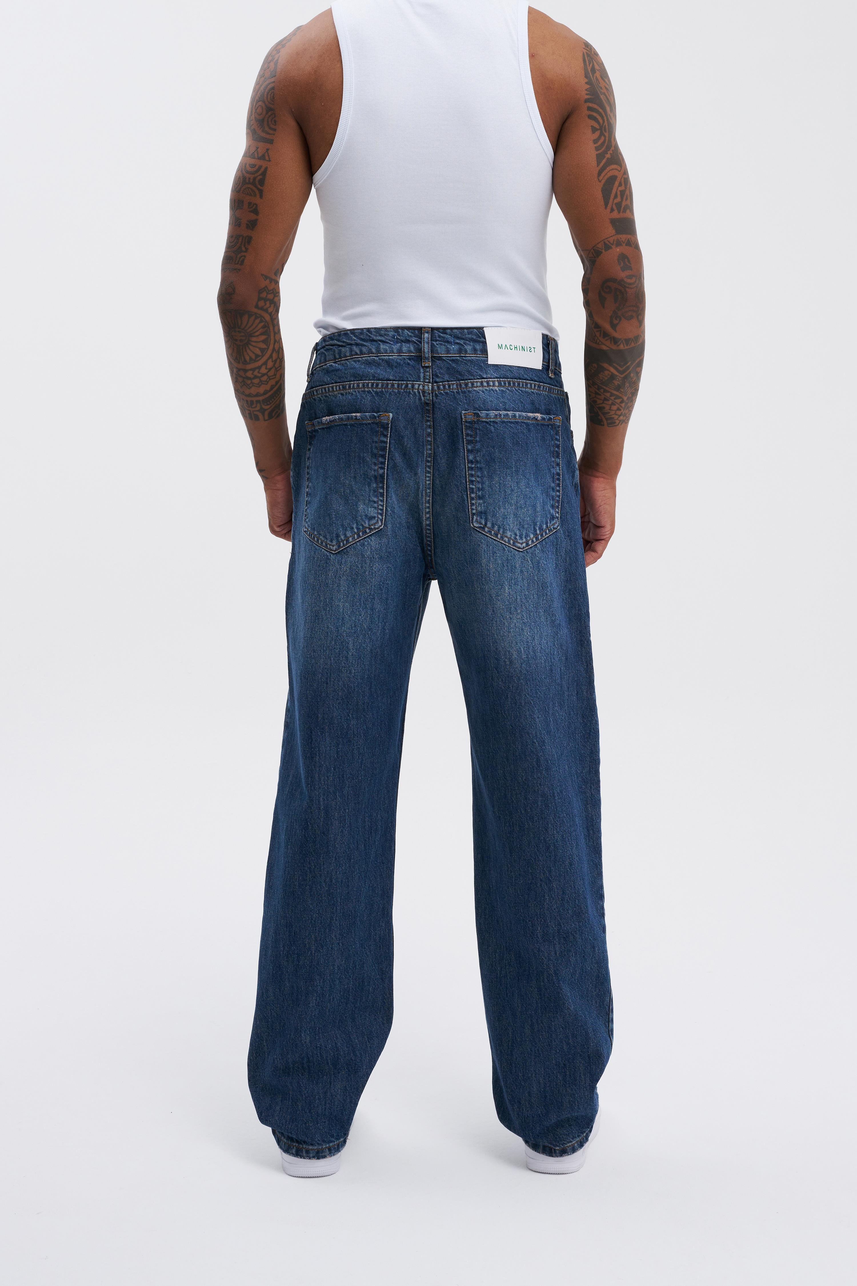 Erkek Oversize Baggy Koyu Mavi Jen