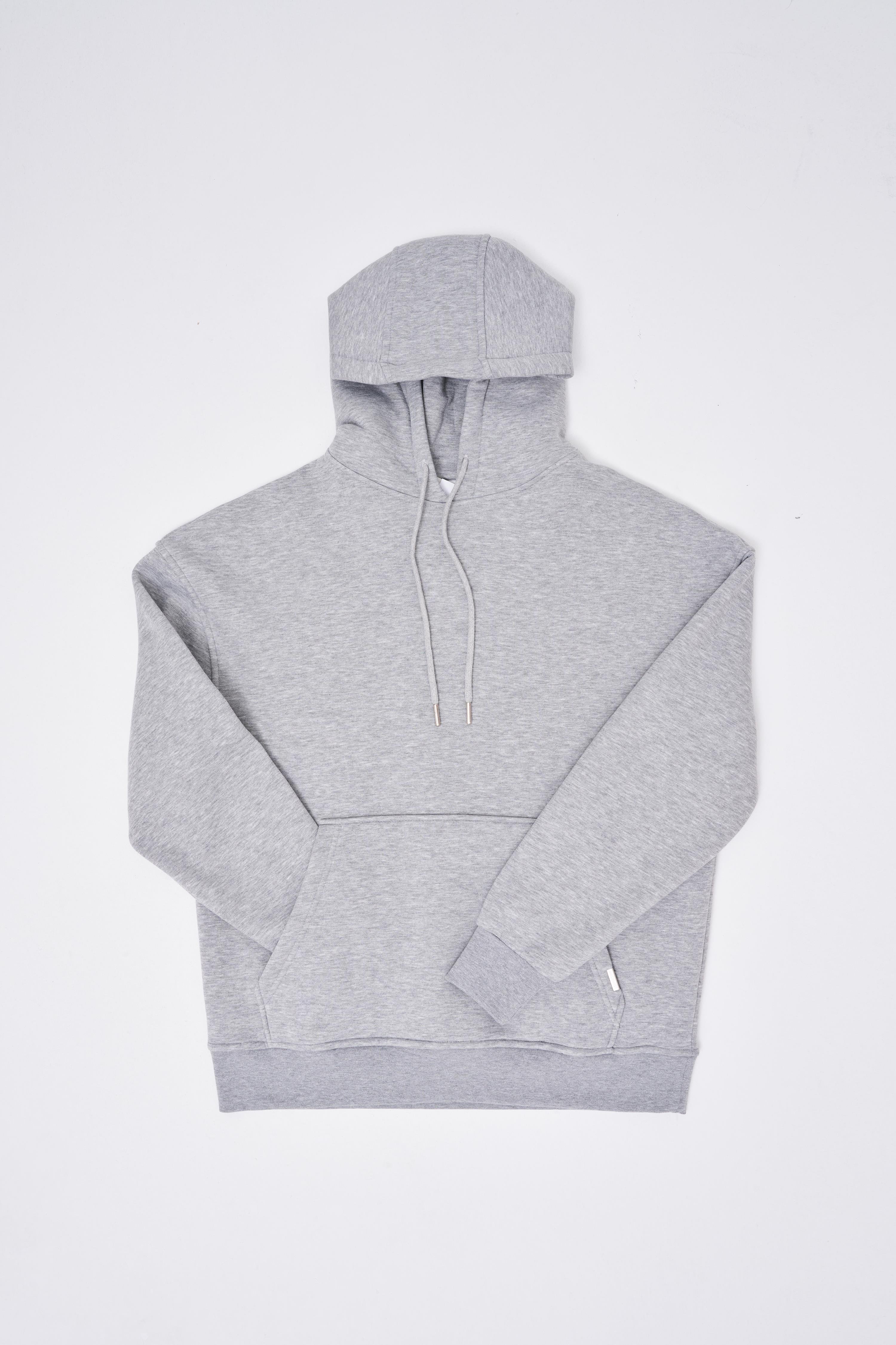 Erkek Oversize Basic Kapüşonlu Sweatshirt GREY MELANGE