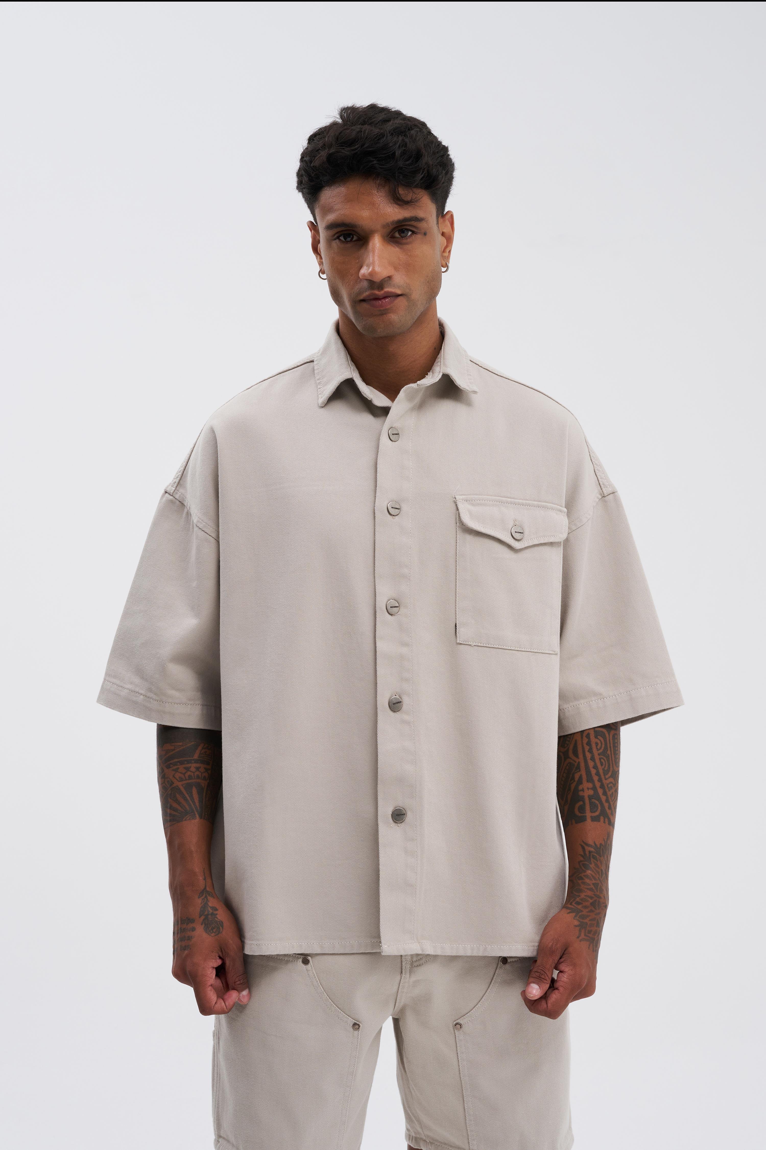Erkek Oversize Taş Gömlek