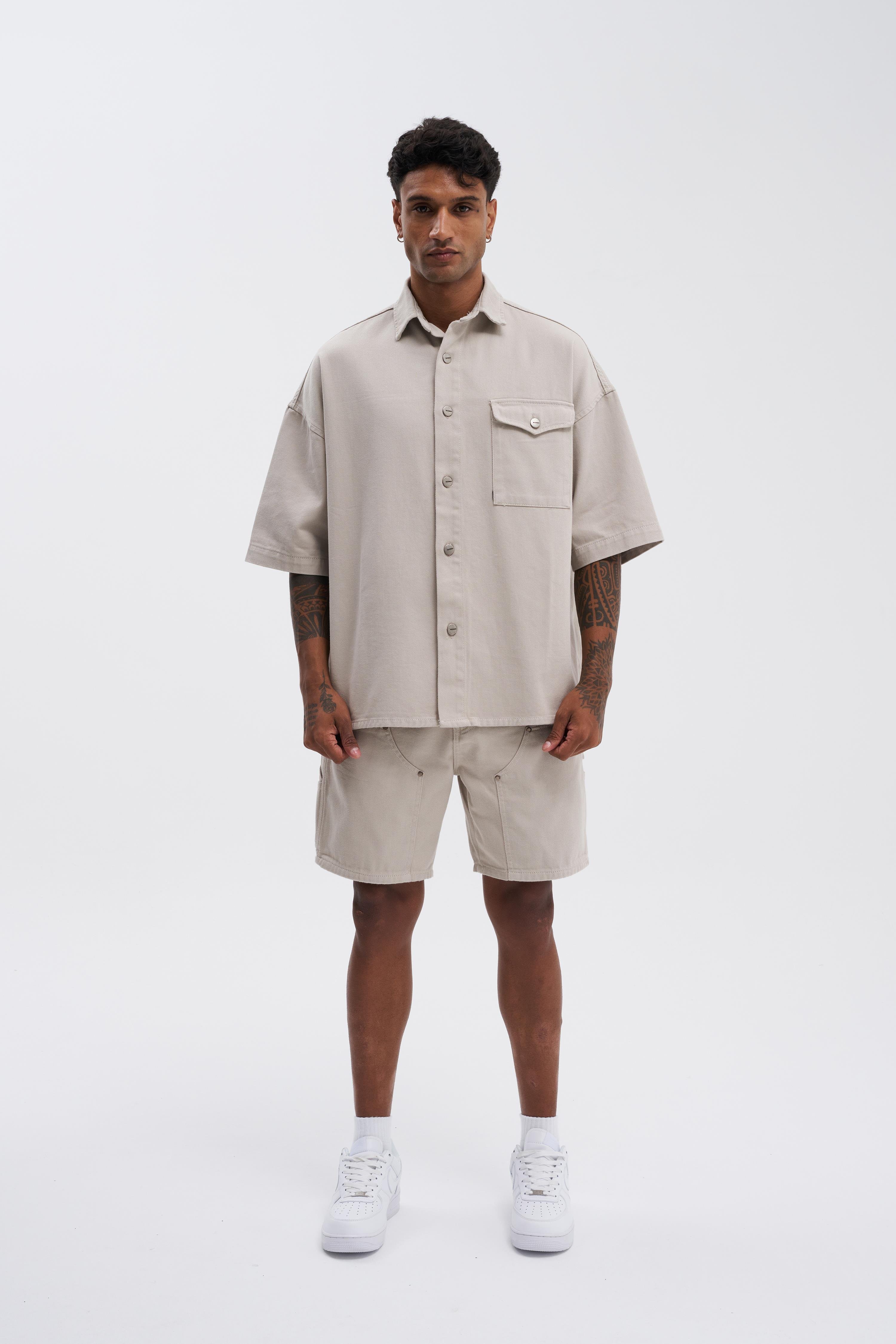 Erkek Oversize Taş Gömlek