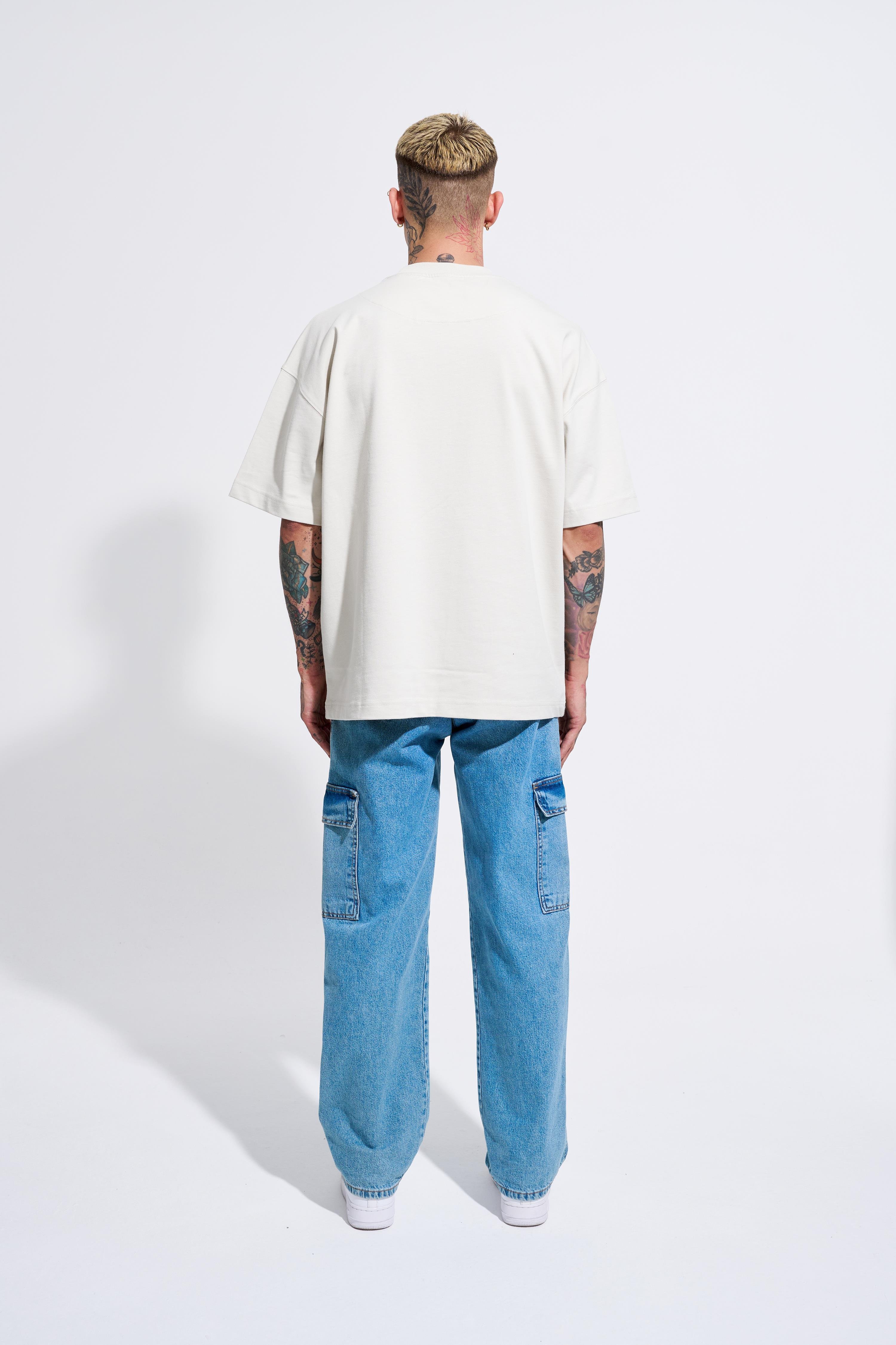 Erkek Premium Platon Oversize Gri Tişört