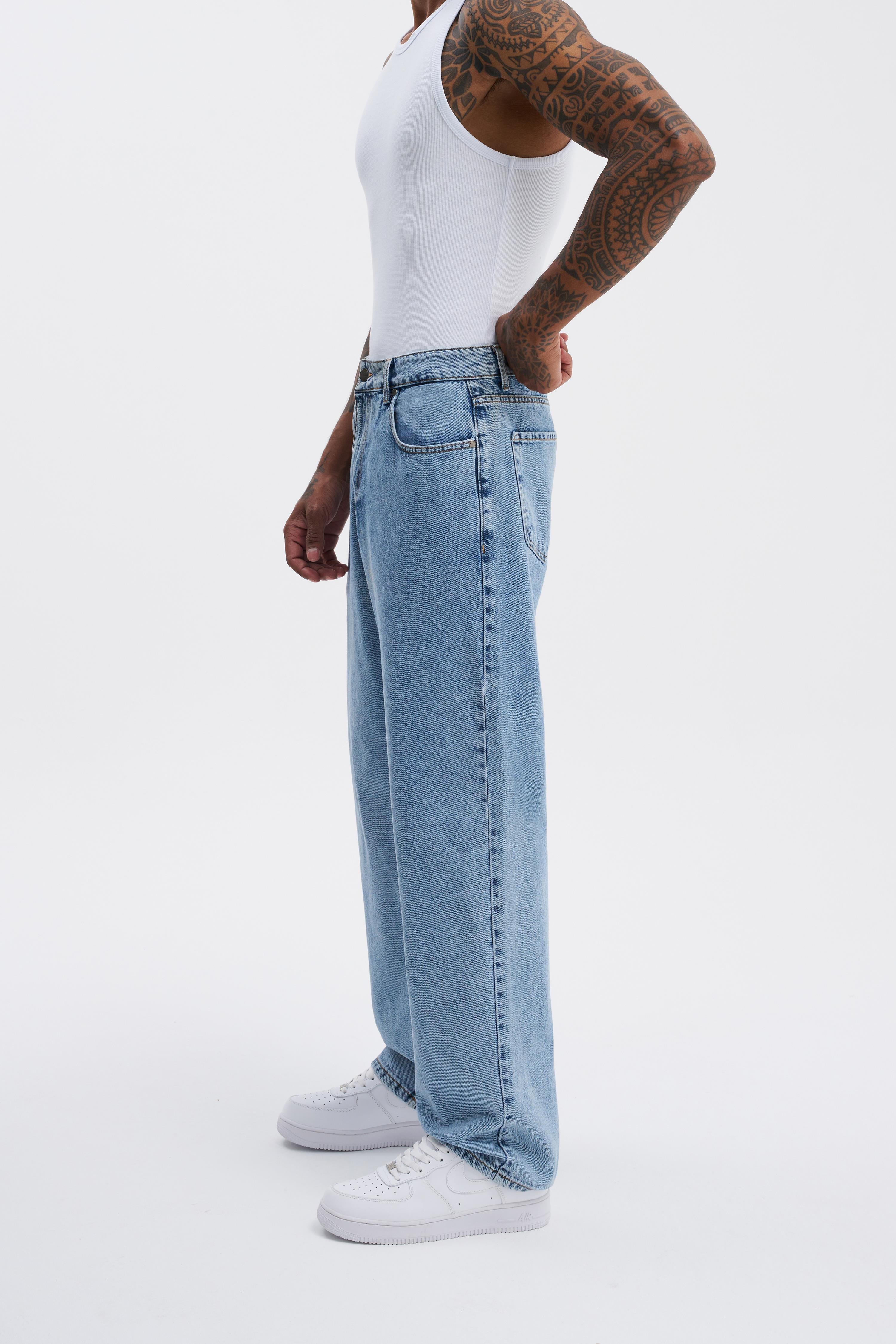 Erkek Relaxed Baggy Jean Açık Mavi Pantolon