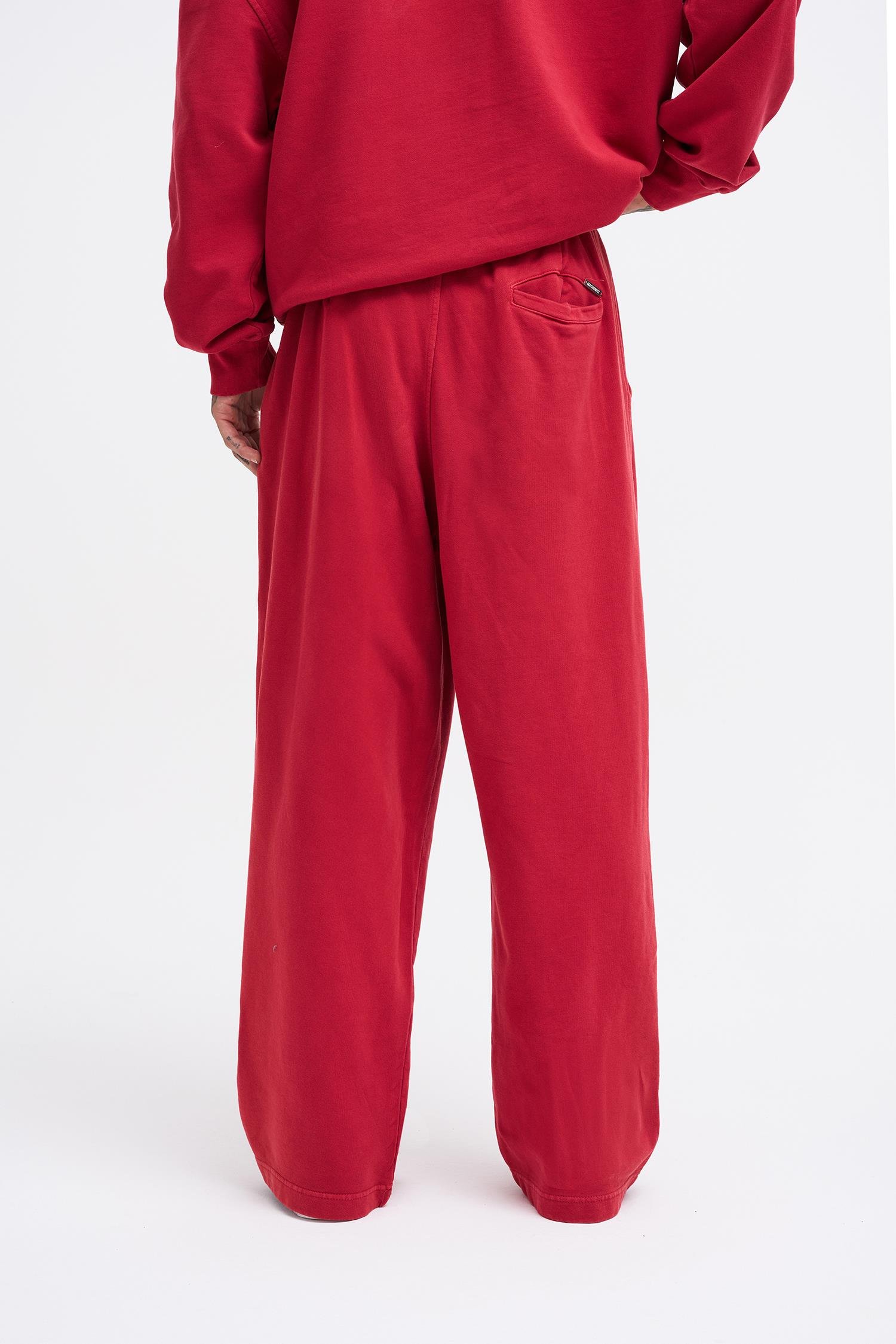 Erkek Yıkamalı Basic Baggy Kırmızı Eşofman Altı