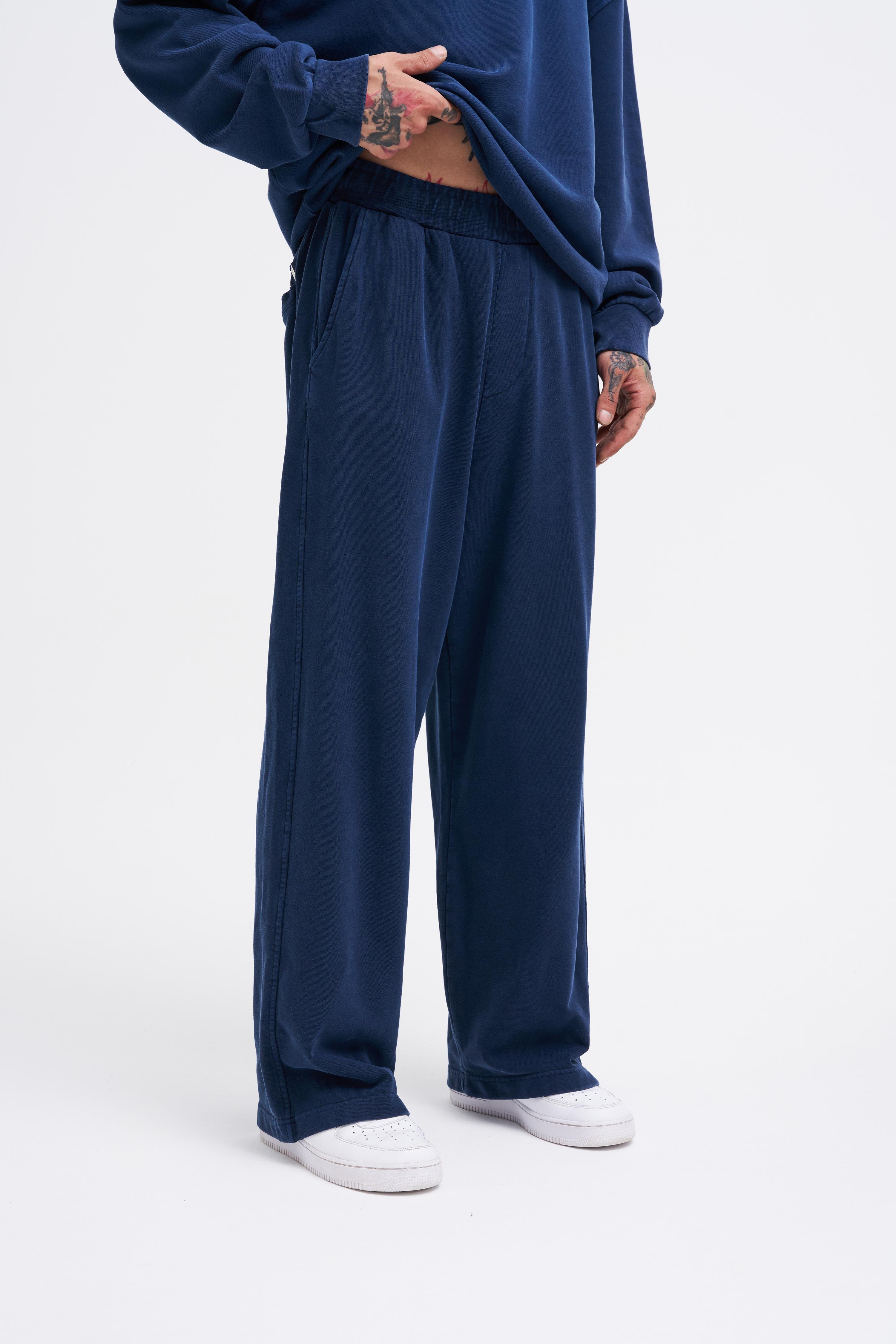 Erkek Yıkamalı Basic Baggy Lacivert Eşofman Altı