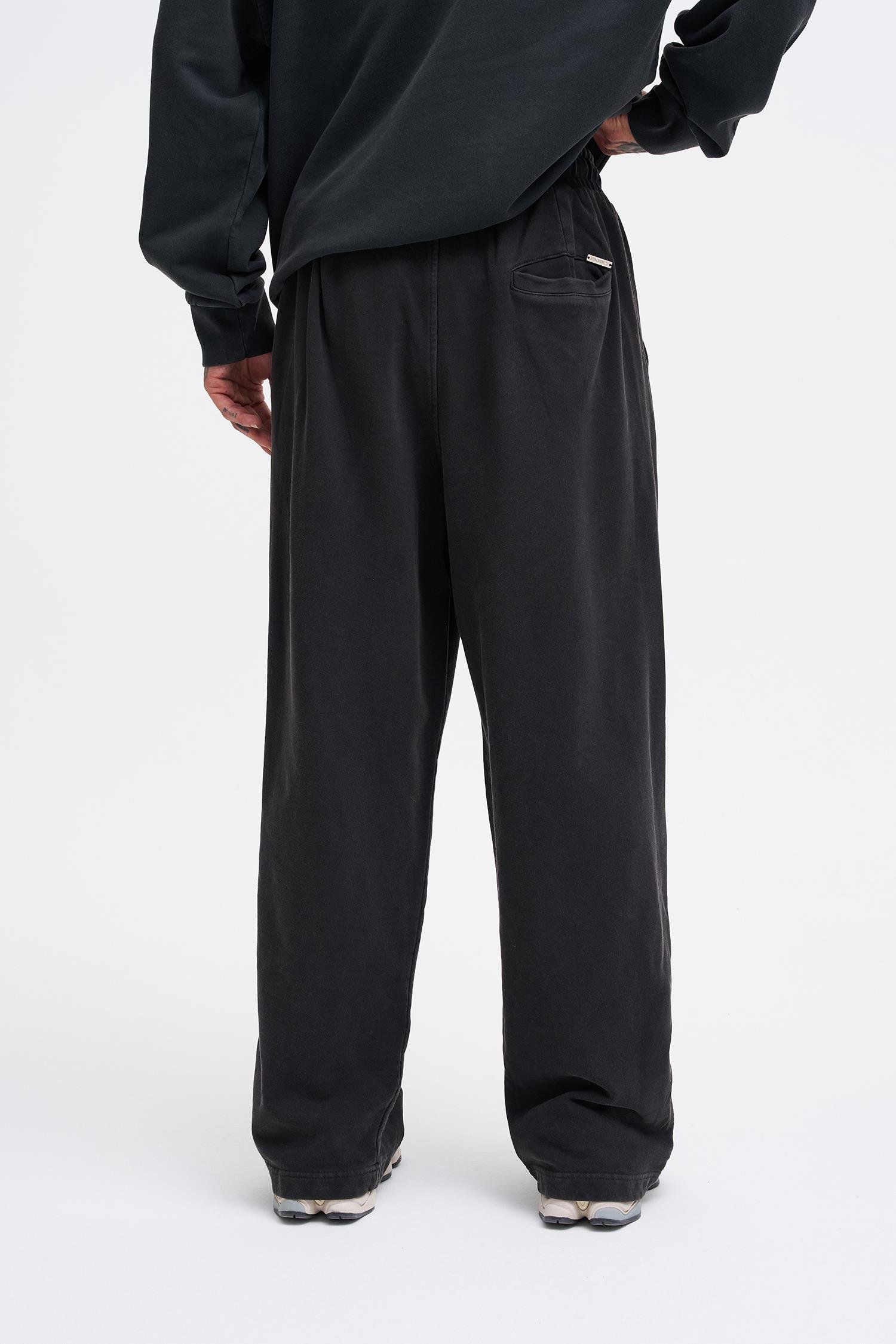 Erkek Yıkamalı Basic Baggy Siyah Eşofman Altı