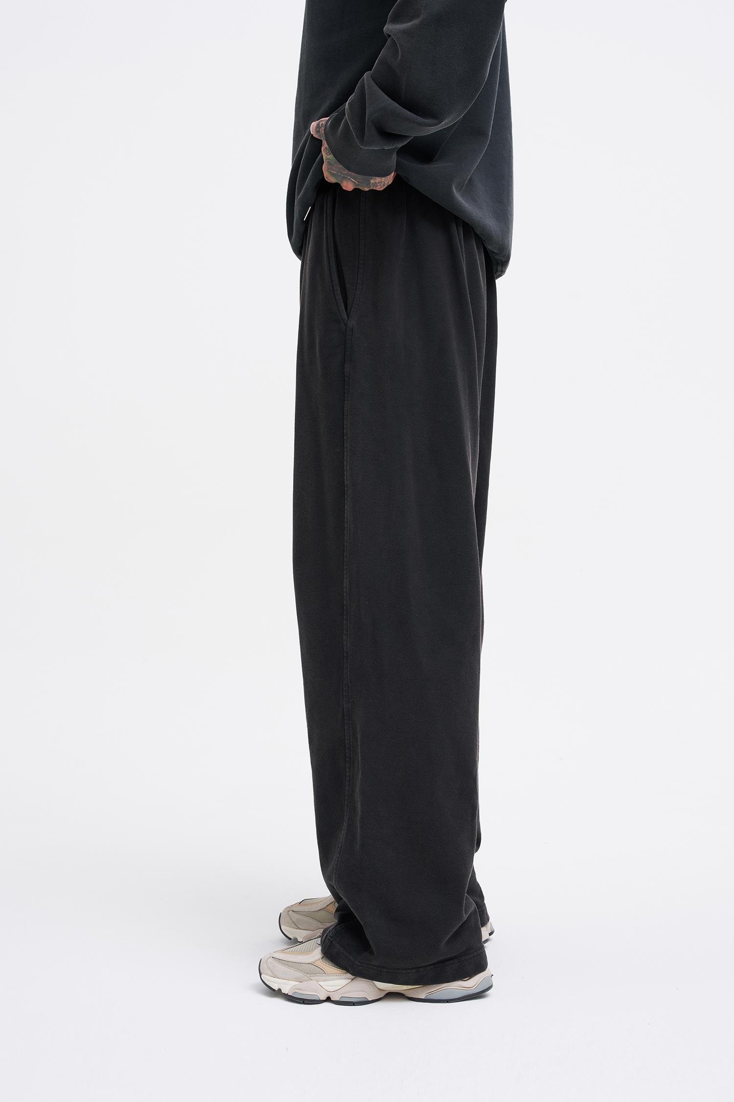 Erkek Yıkamalı Basic Baggy Siyah Eşofman Altı